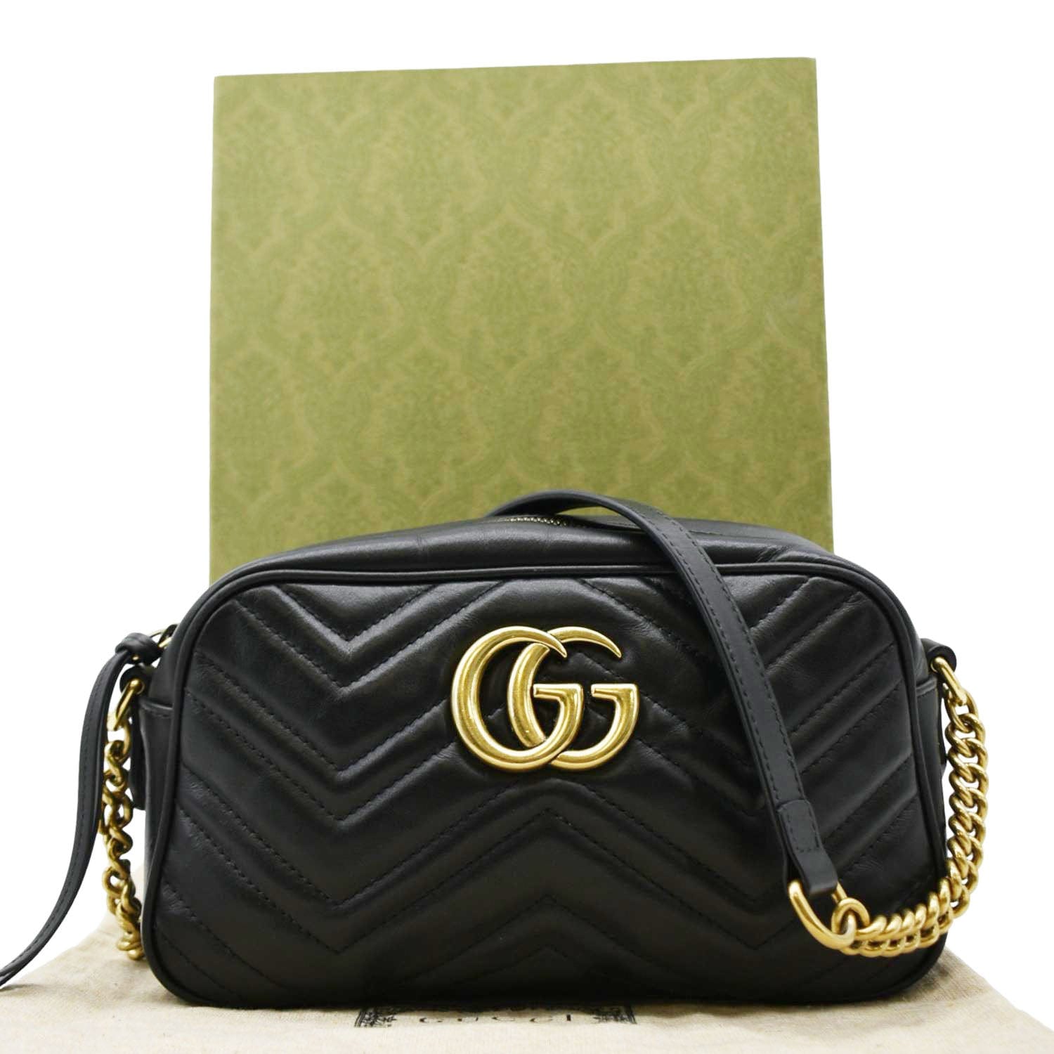 Gucci Marmont Small Chevron Crossbody Camera Bag Leather Matelasse Crossbody Bag
