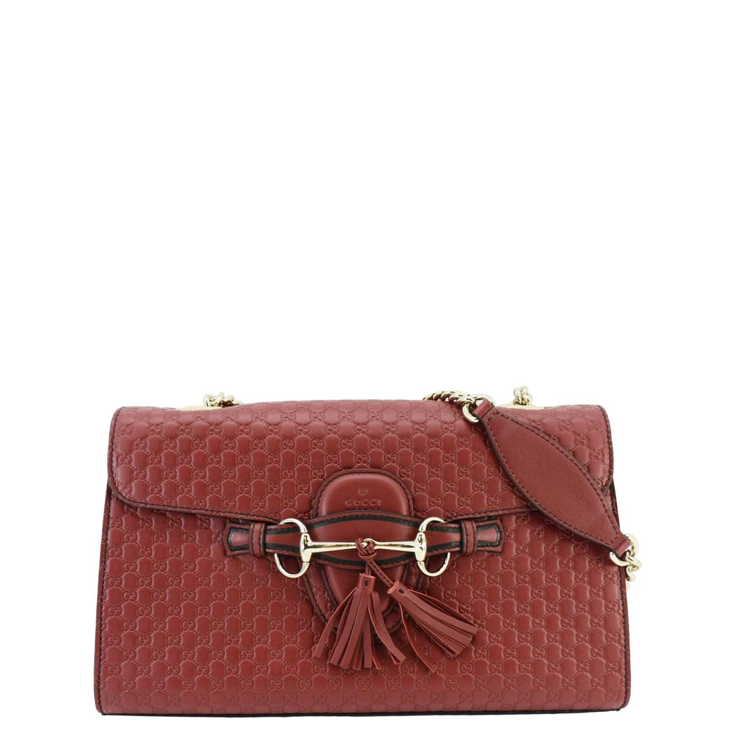 Gucci Emily ssima Chain Shoulder Bag Leather Red