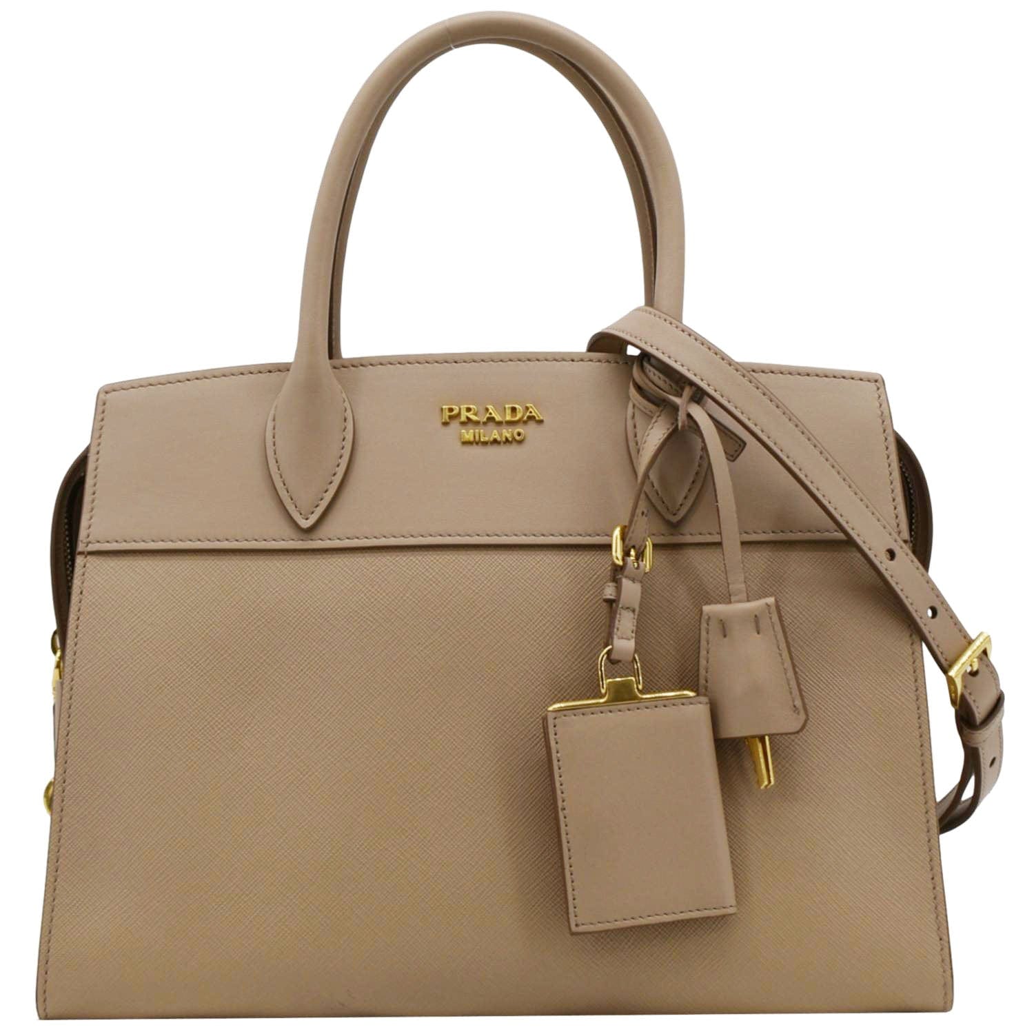 Esplanade Saffiano Shoulder Bag Leather Beige