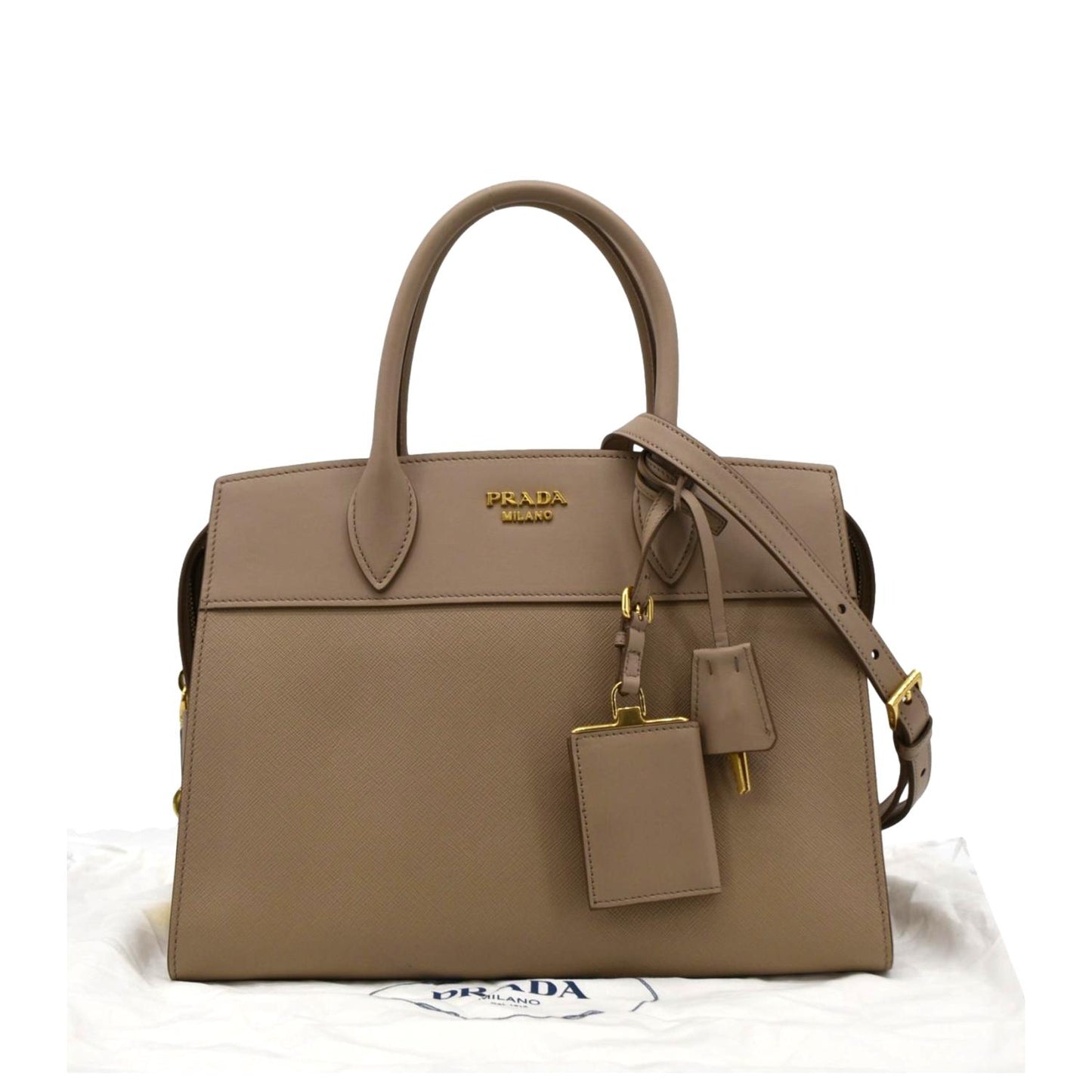 Esplanade Saffiano Shoulder Bag Leather Beige