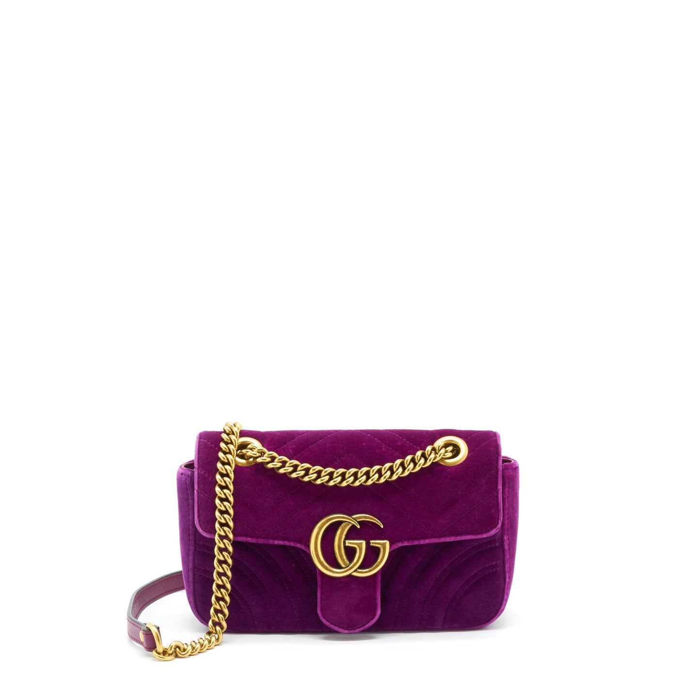 Gucci Marmont Bag Velvet Purple Mini Travel Bag Purple Ghw