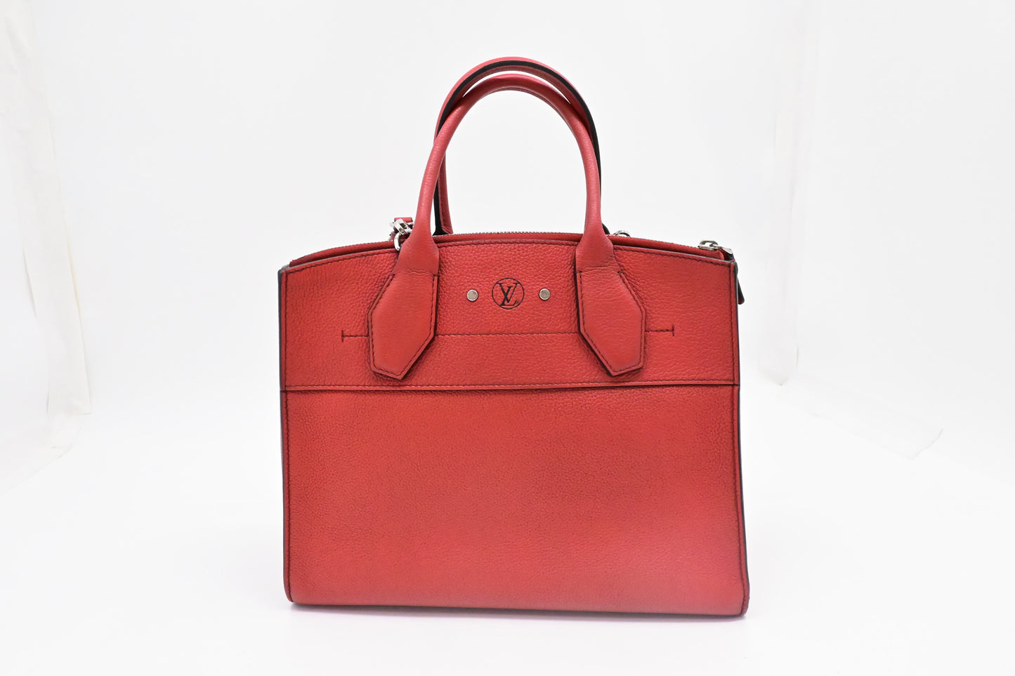 Louis Vuitton City Steamer MM Taurillon Leather Red Handbag