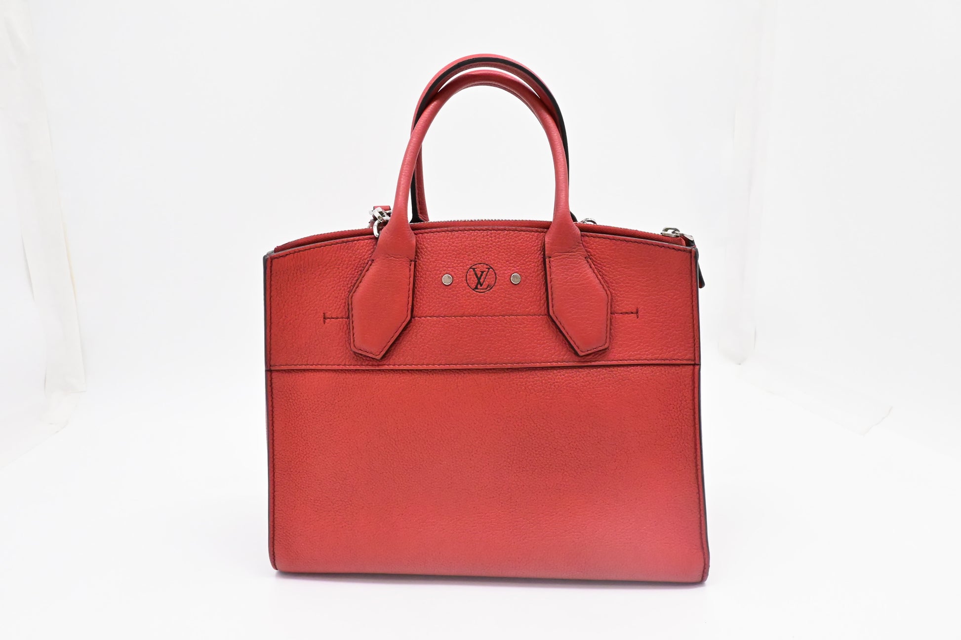 Louis Vuitton City Steamer MM Taurillon Leather Red Handbag