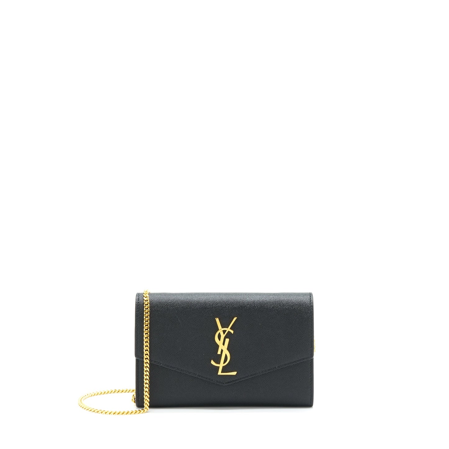 YSL Saint Laurent Envelop Crossbody Purse Grained Calfskin Black Small Crossbody Bag