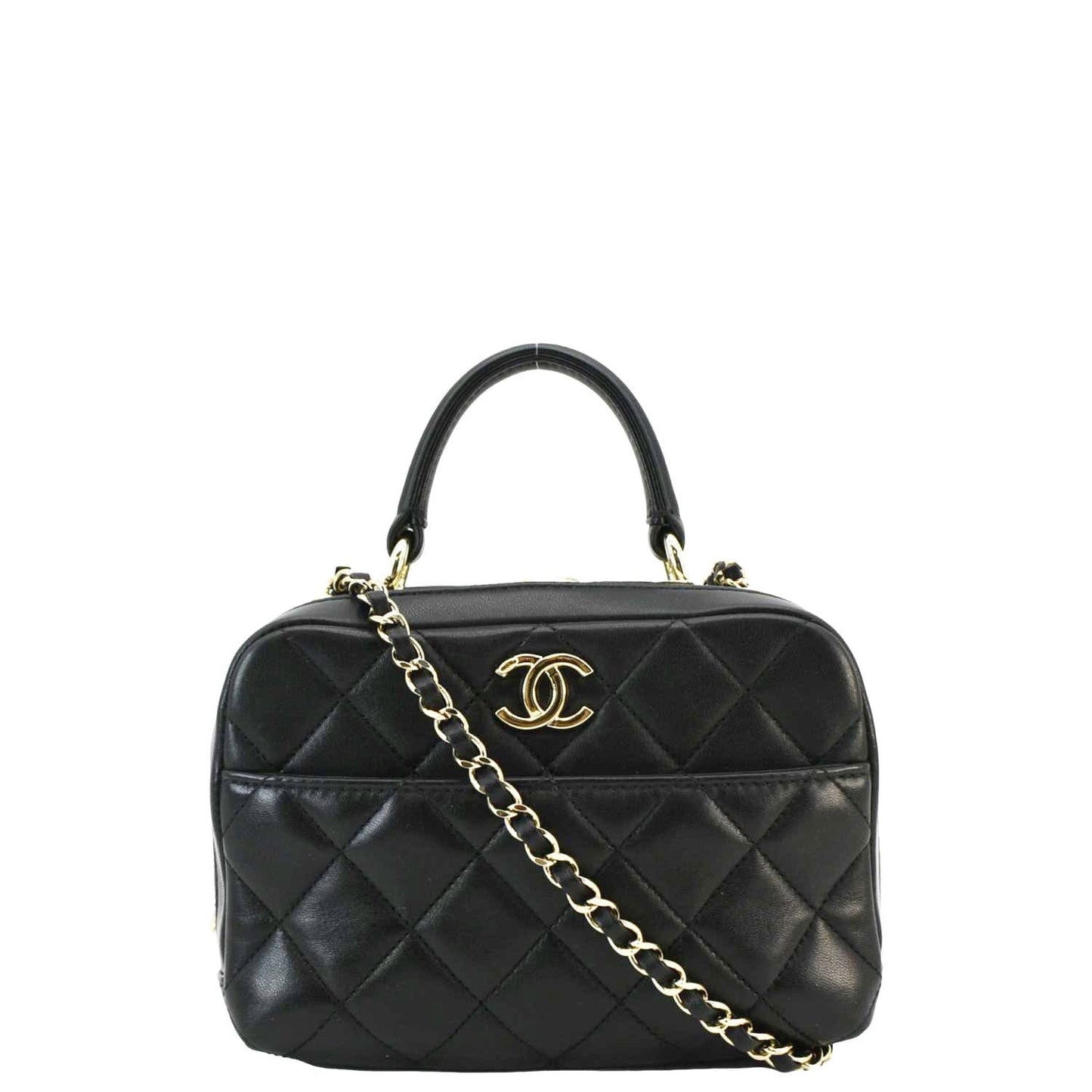 Chanel Trendy CC Bowling Quilted Leather Black Travel Bag