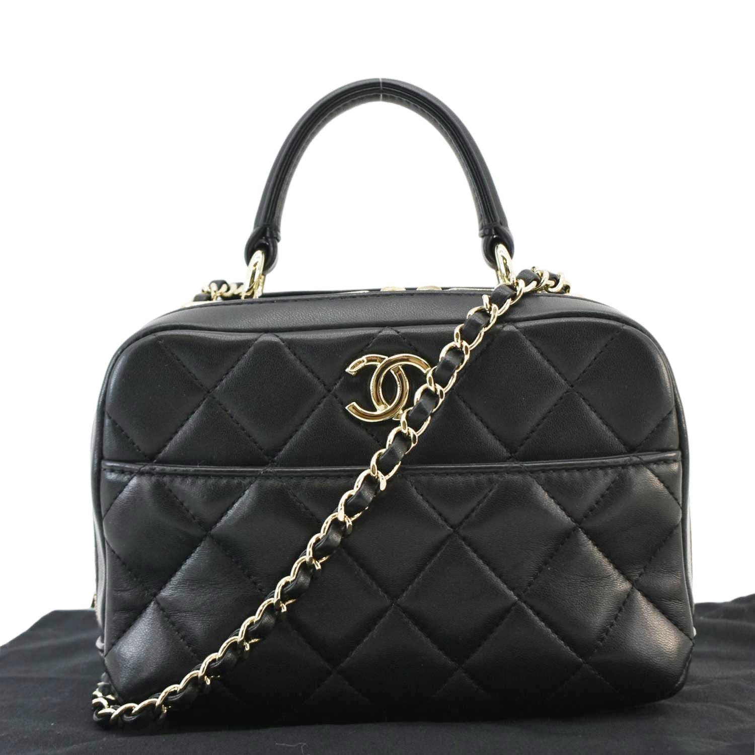 Chanel Trendy CC Bowling Quilted Leather Black Travel Bag