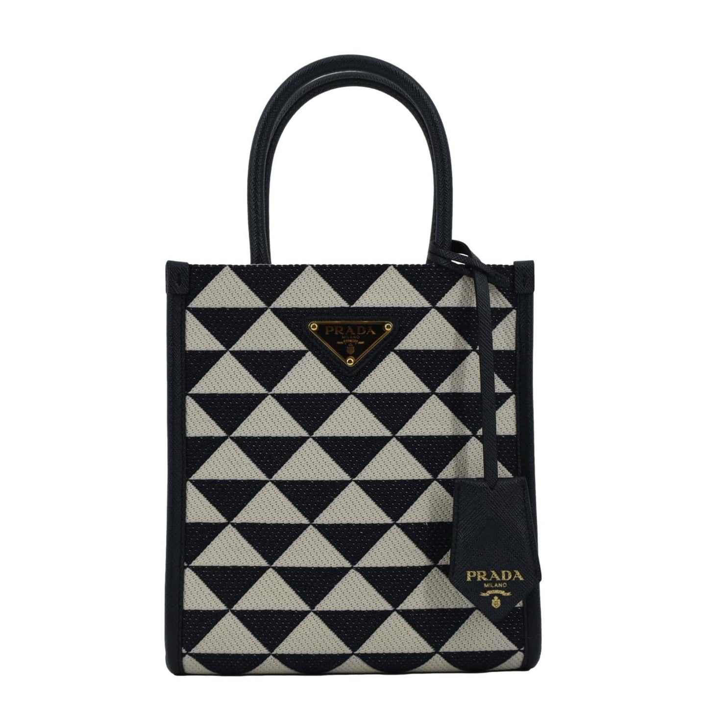 Triangolo Jacquard Symbole Tote Crossbody Bag Navy Blue Mini