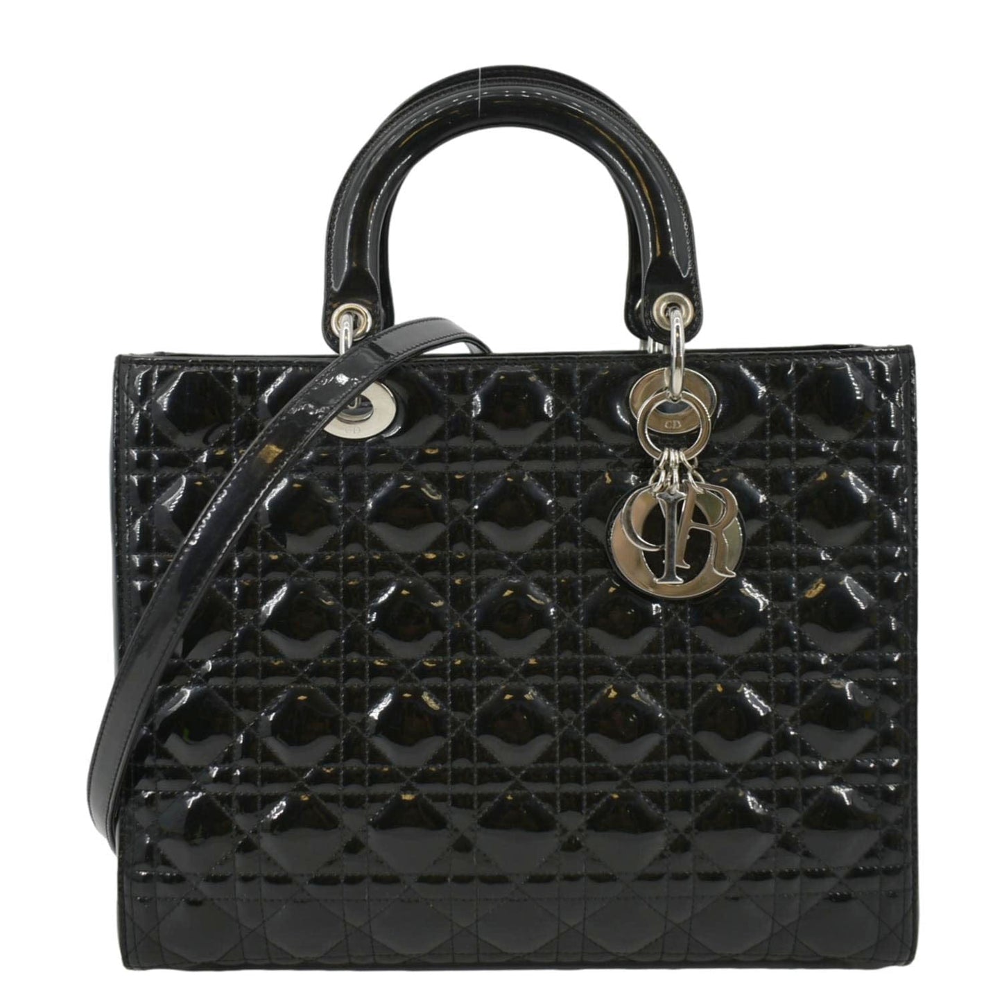 Dior Lady Shoulder Bag Leather Patent Quilted