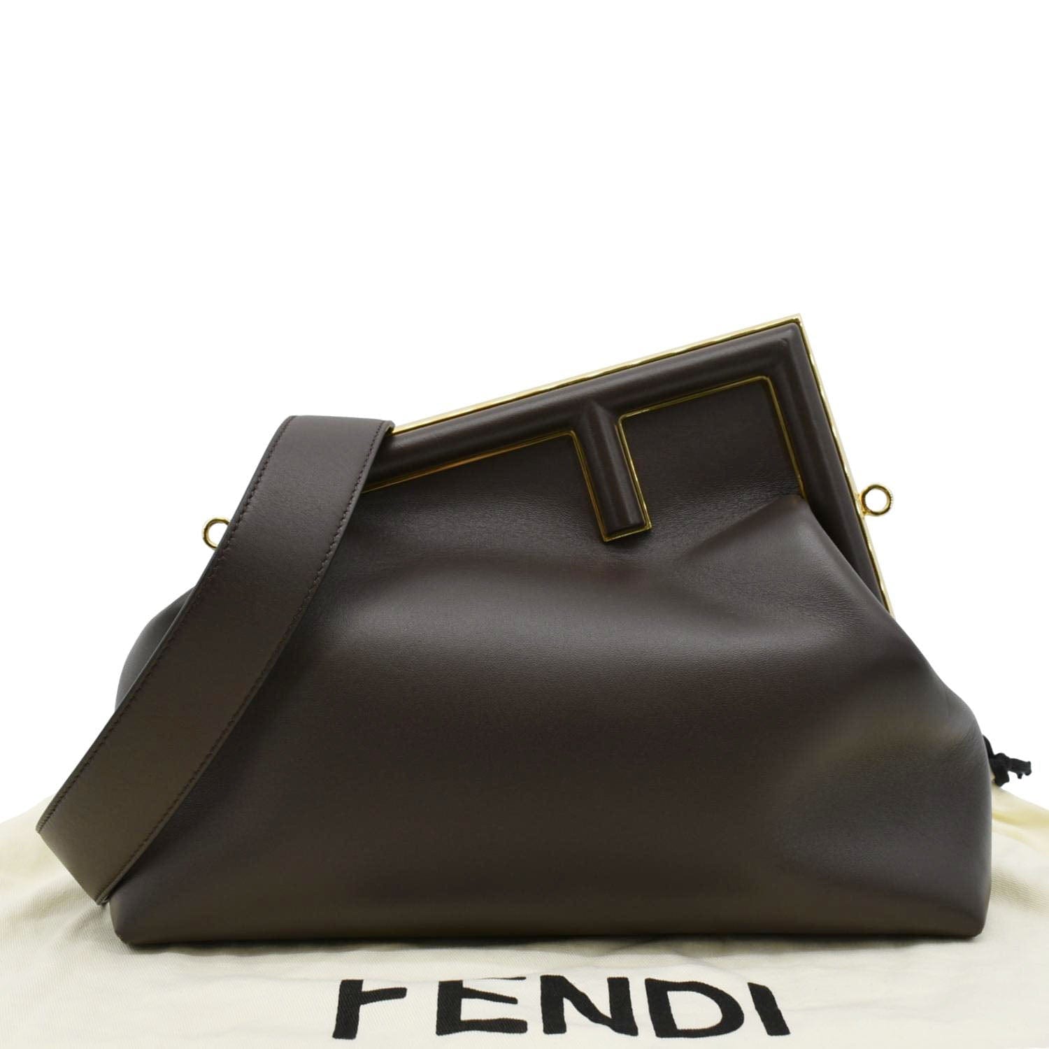 Fendi First Shoulder Bag Dark Leather Brown Medium