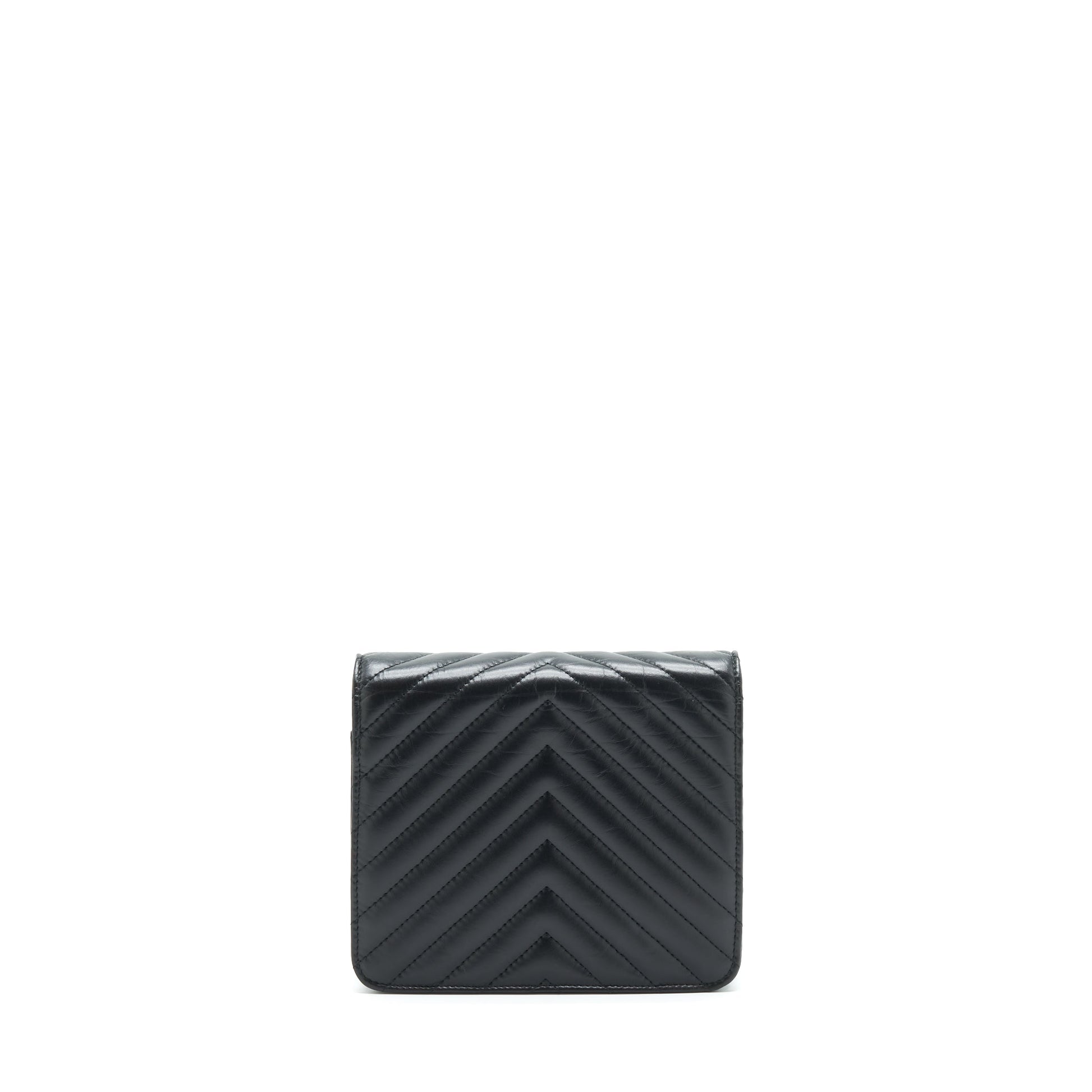 Chanel 2.55 Square On Chevron Calfskin So Black Wallet Case