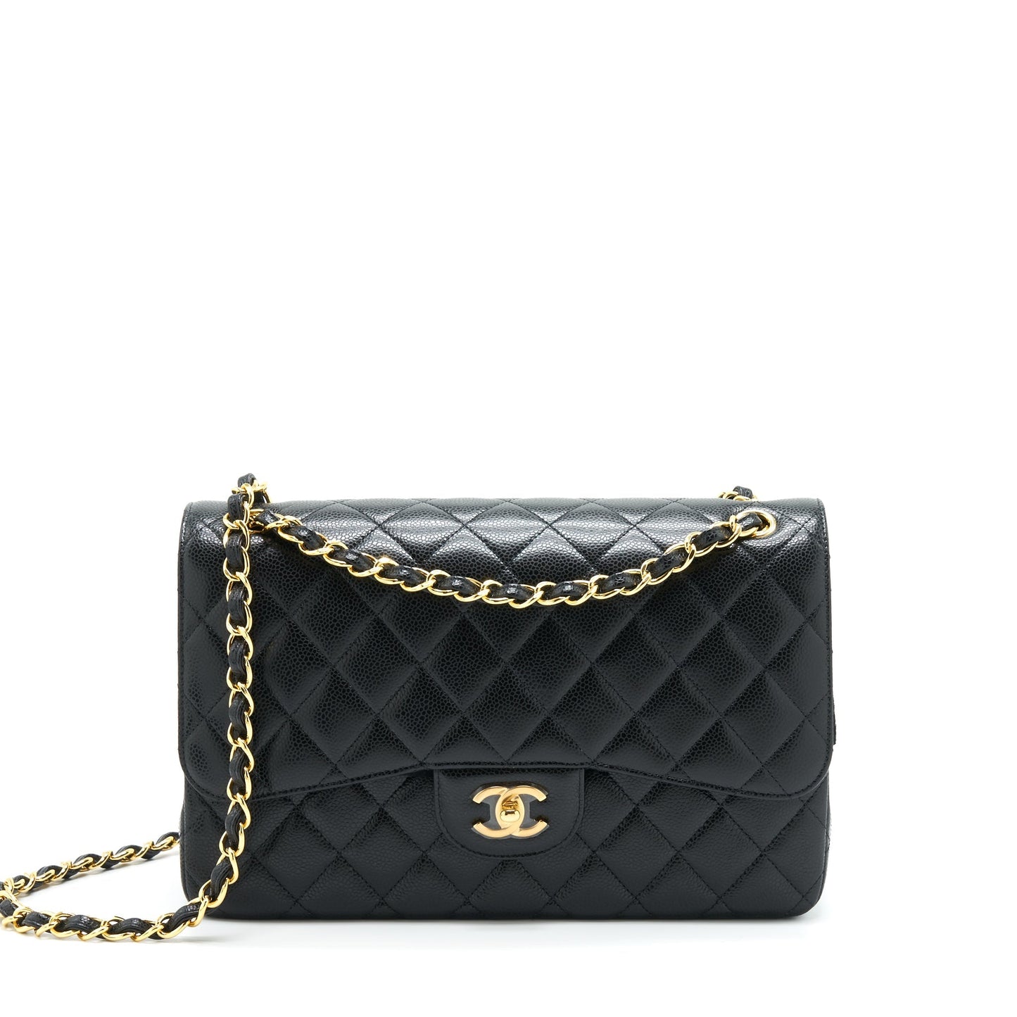 Chanel Jumbo Classic Double Flap Caviar GHW Black Shoulder Bag