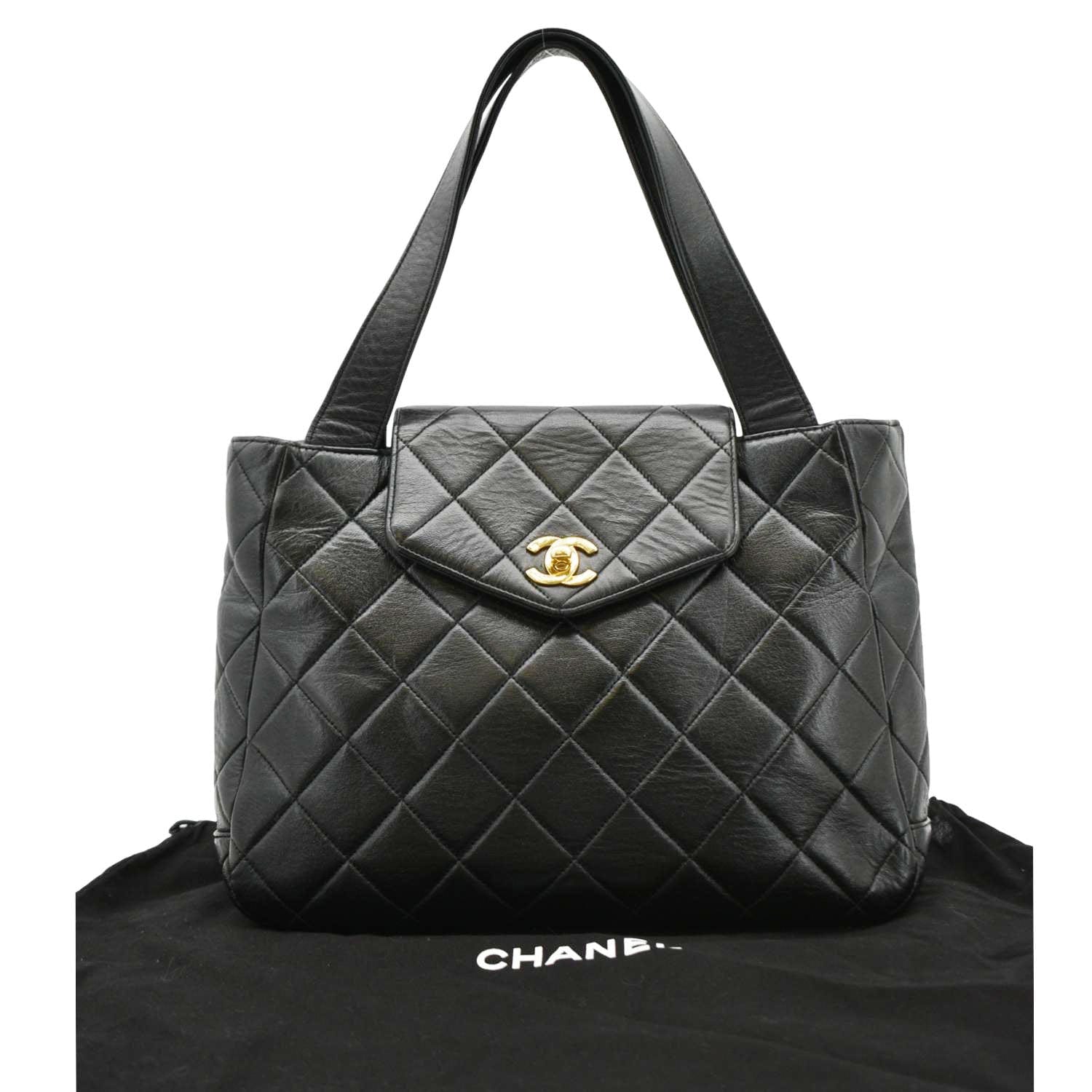 Chanel Classic Flap   Quilted Leather Tote Bag Black