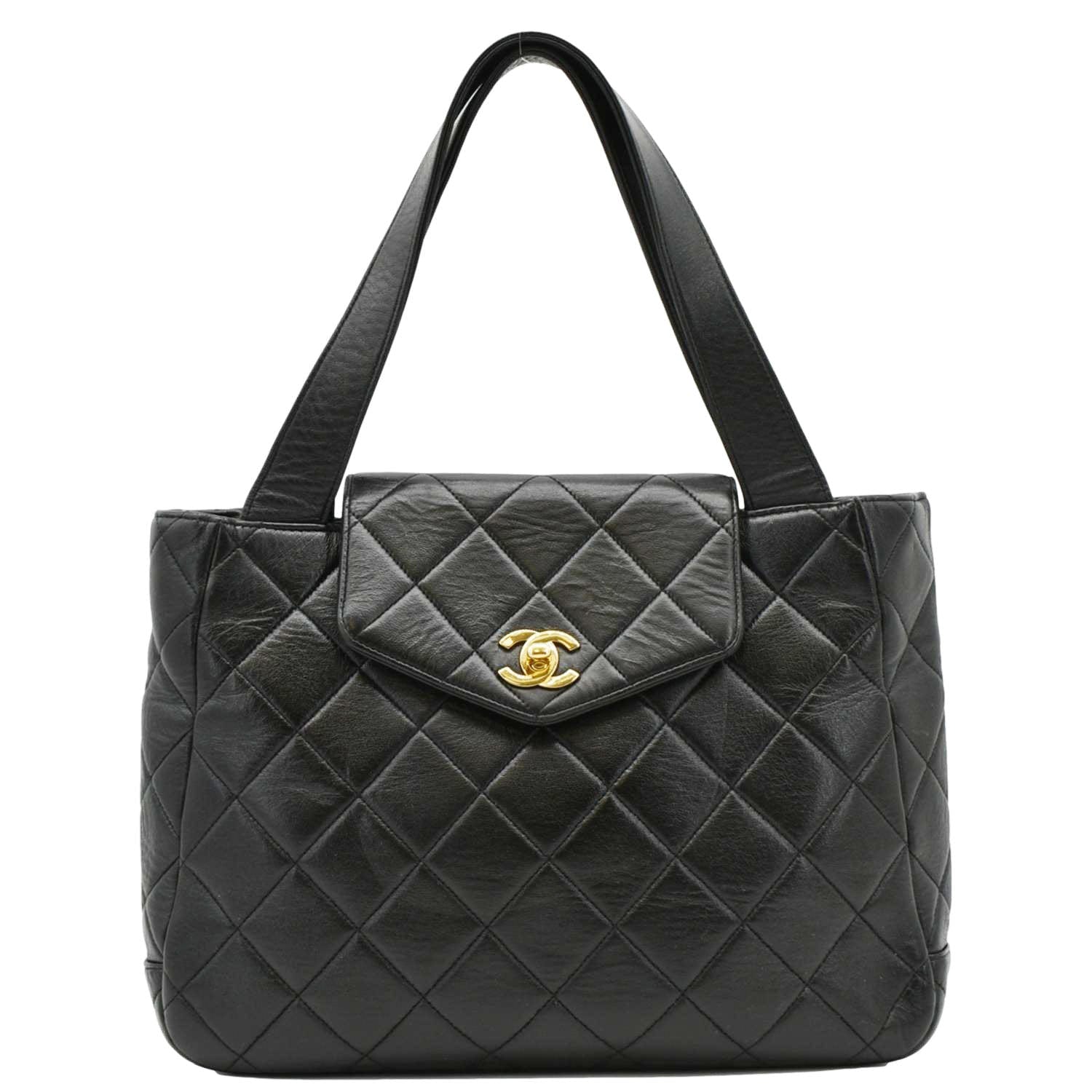 Chanel Classic Flap   Quilted Leather Tote Bag Black