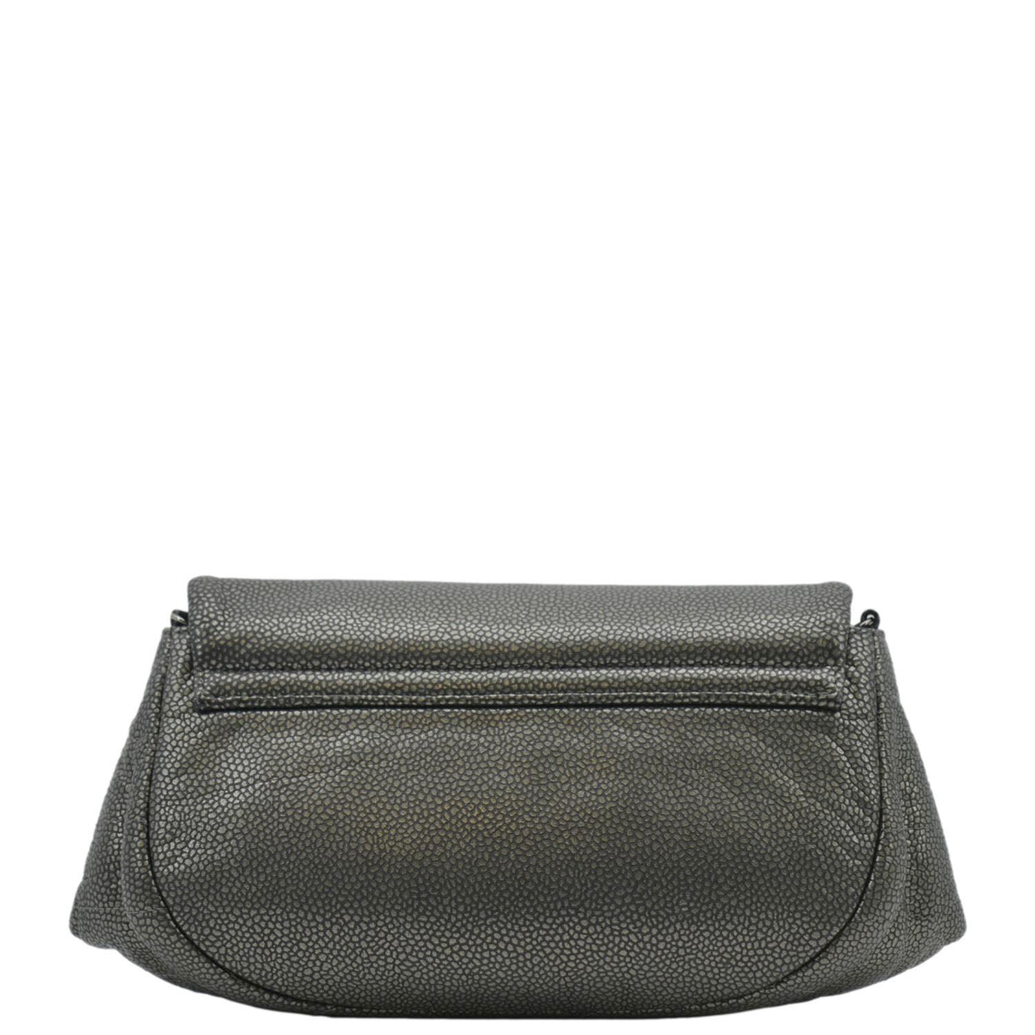 Chanel Half Moon Caviar on Leather Gray Wallet Case