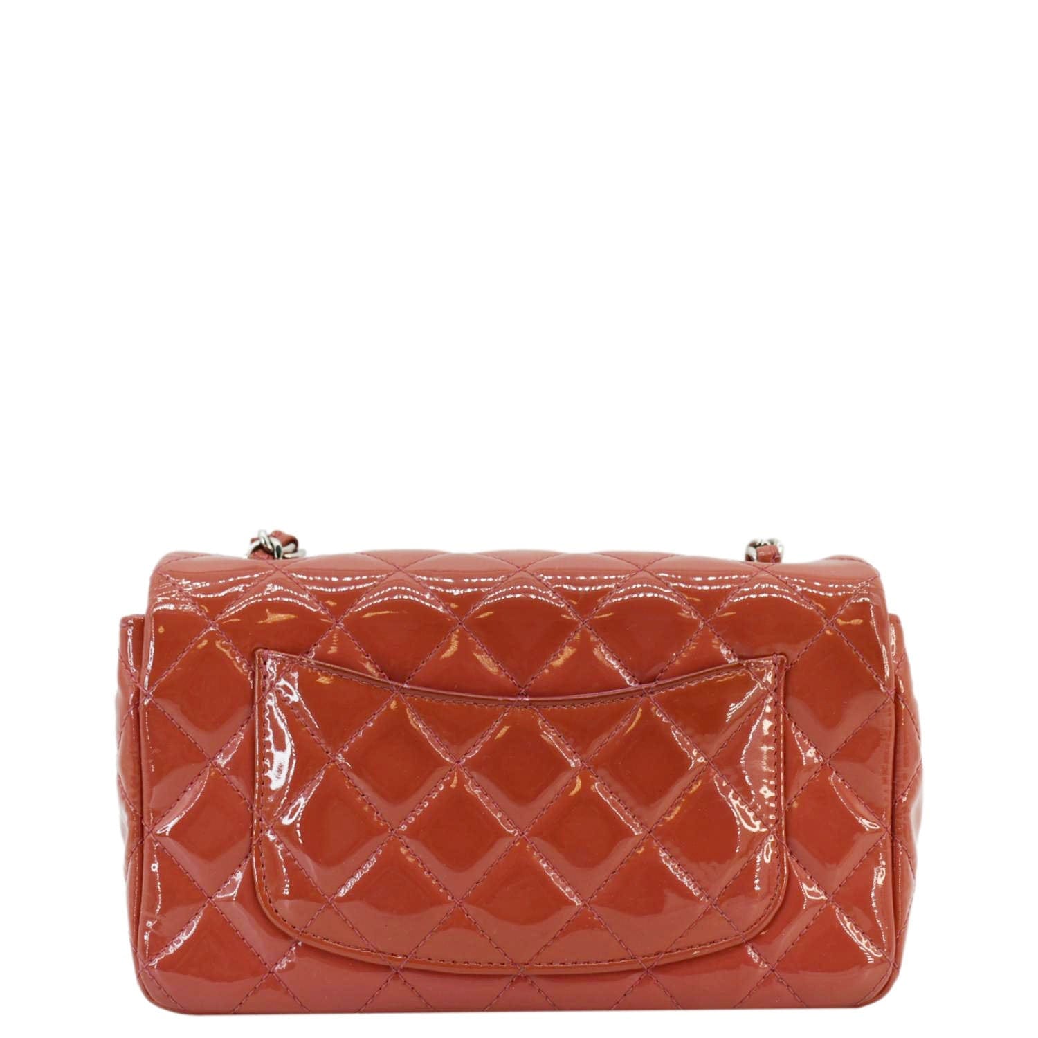 Chanel CC Rectangular Flap Quilted Patent Leather Red Travel Bag