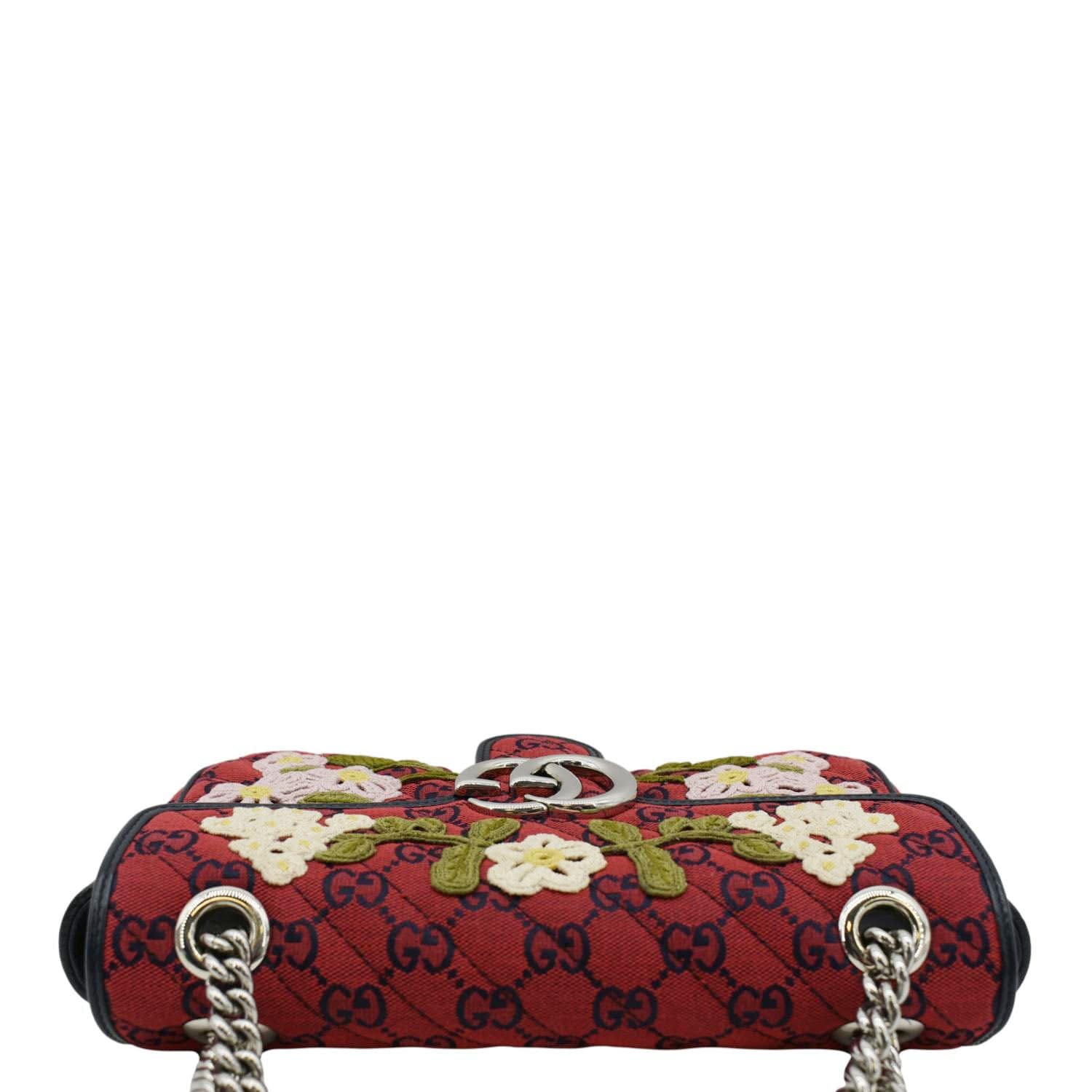 Gucci Marmont Floral Embroidered Crossbody Bag Canvas