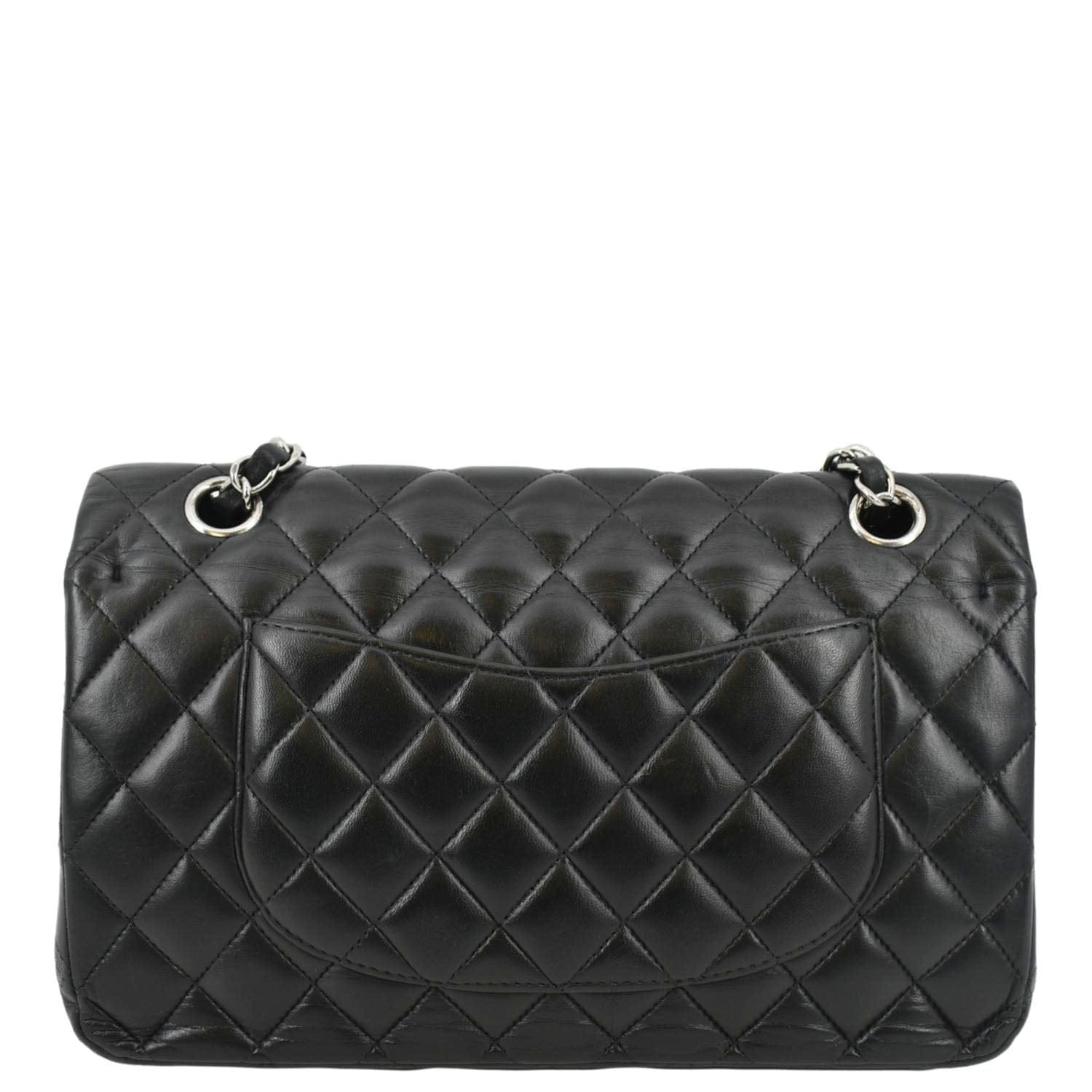 Chanel Classic Double Flap Leather Black Travel Bag Flap Black