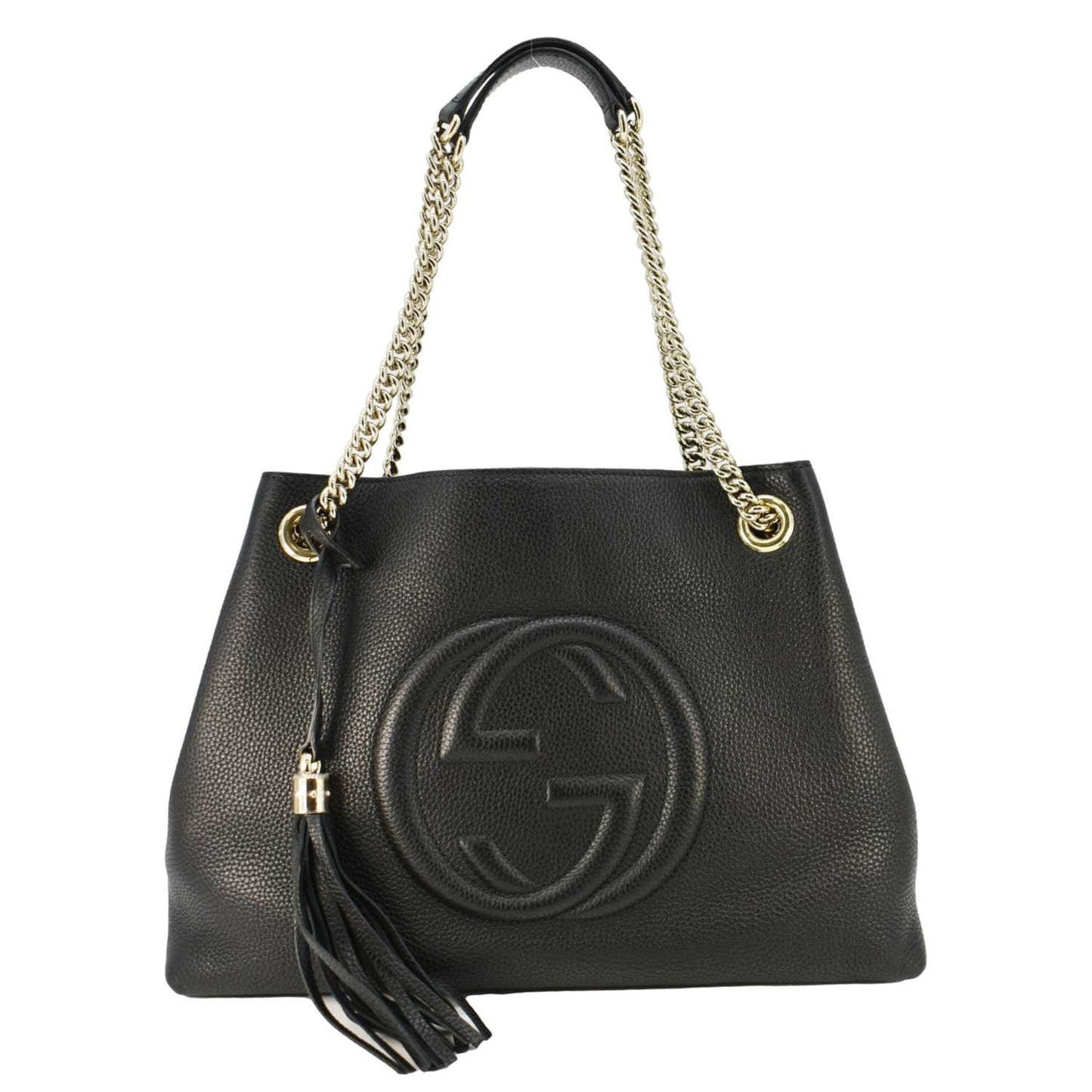 Gucci Soho Pebbled Shoulder Bag Leather Black Bag 308982