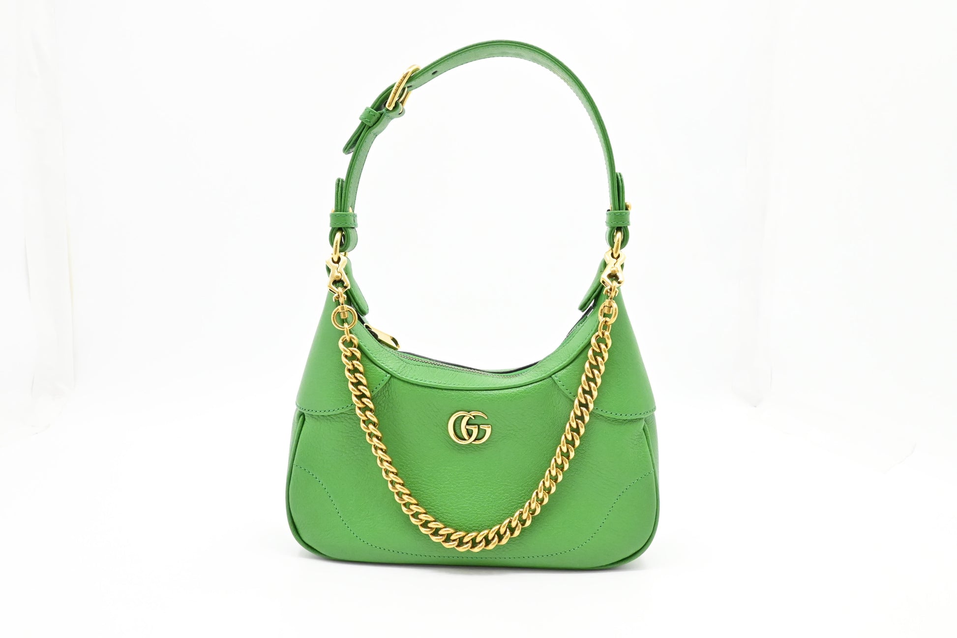 Gucci Aphrodite Leather Green Small Shoulder Bag