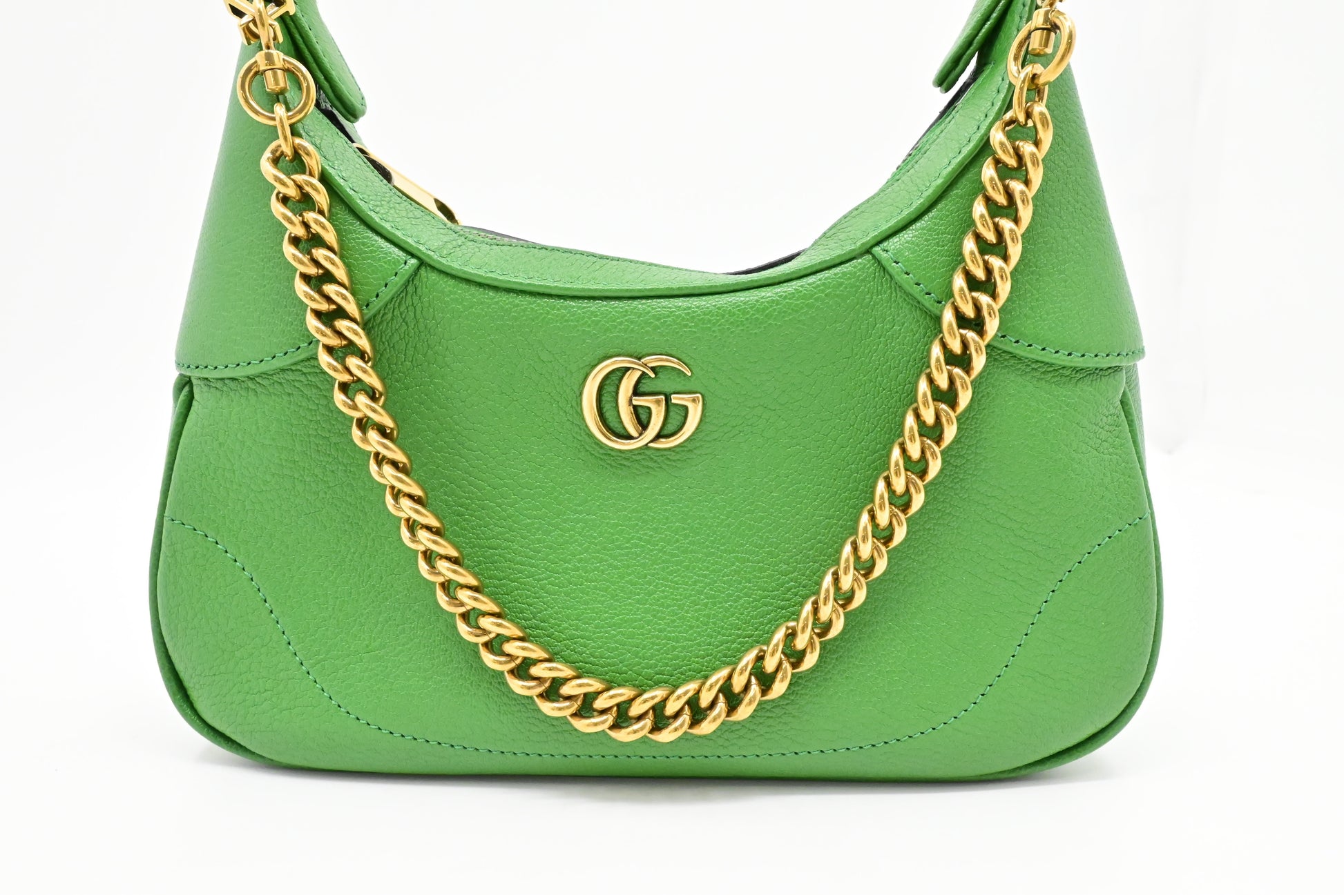 Gucci Aphrodite Leather Green Small Shoulder Bag