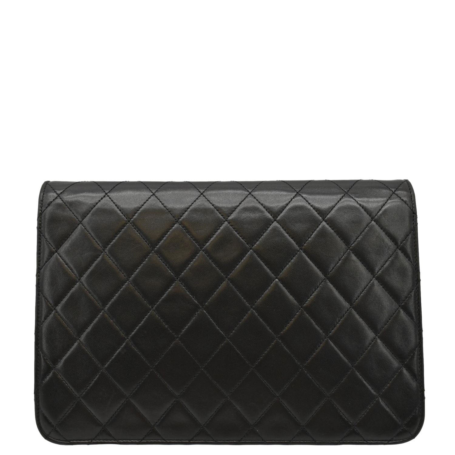 Chanel Half Flap Quilted Leather Black Travel Bag