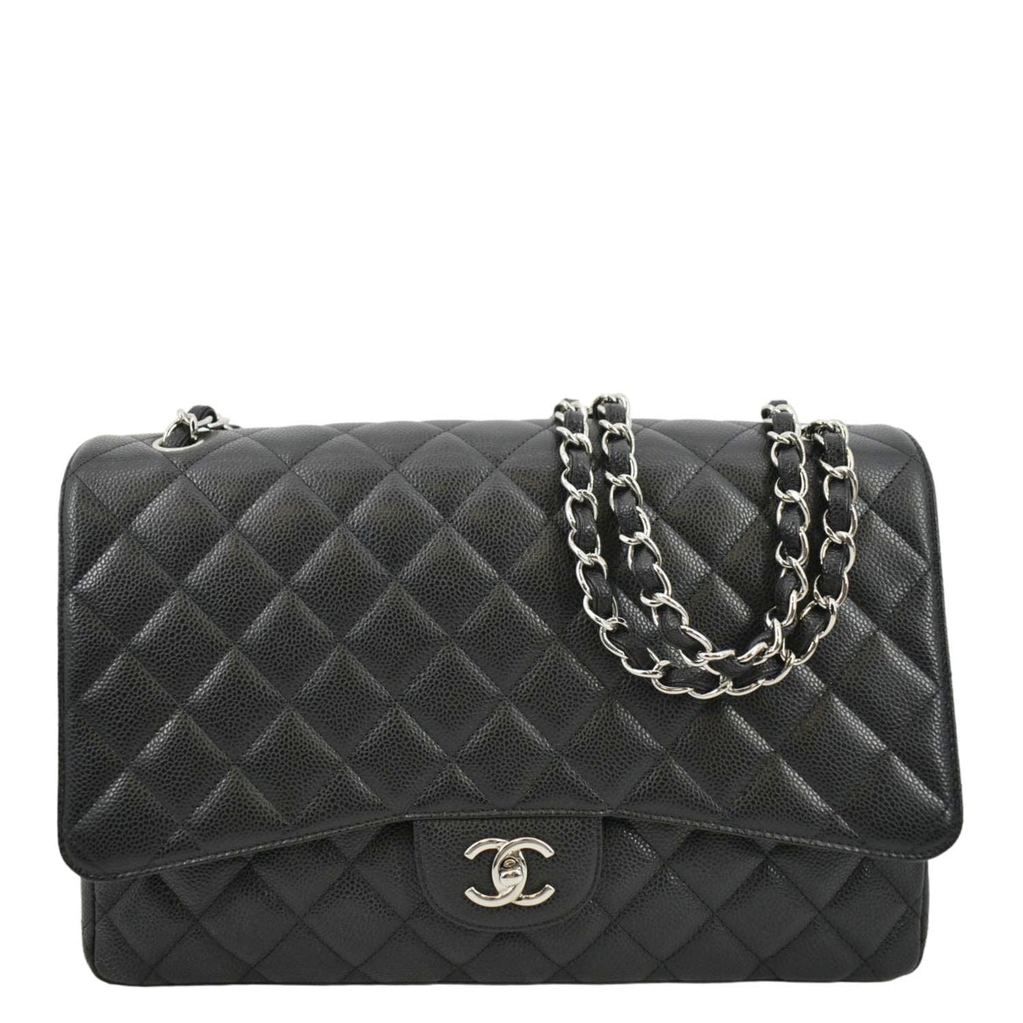 Chanel Classic Maxi Single Flap Quilted Leather Black Travel Bag