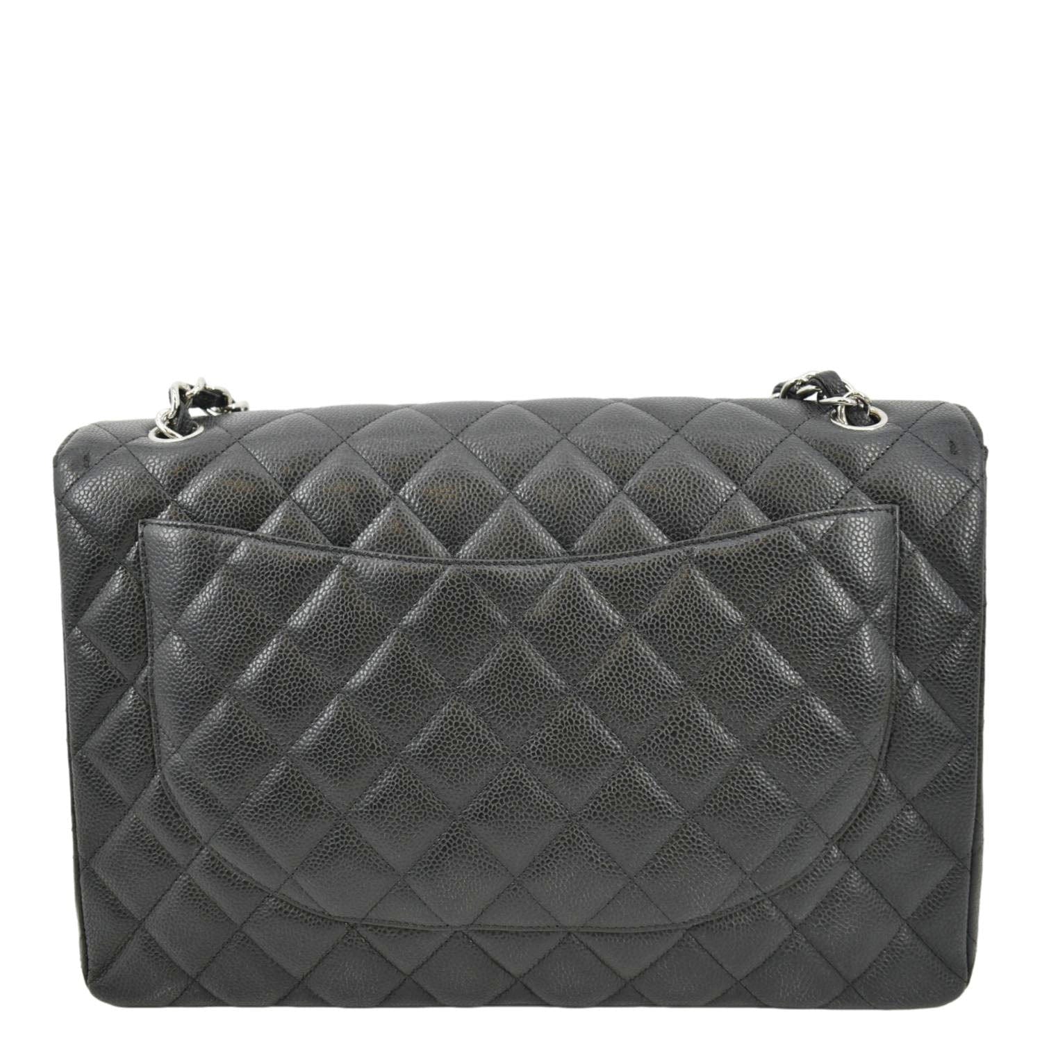 Chanel Classic Maxi Single Flap Quilted Leather Black Travel Bag