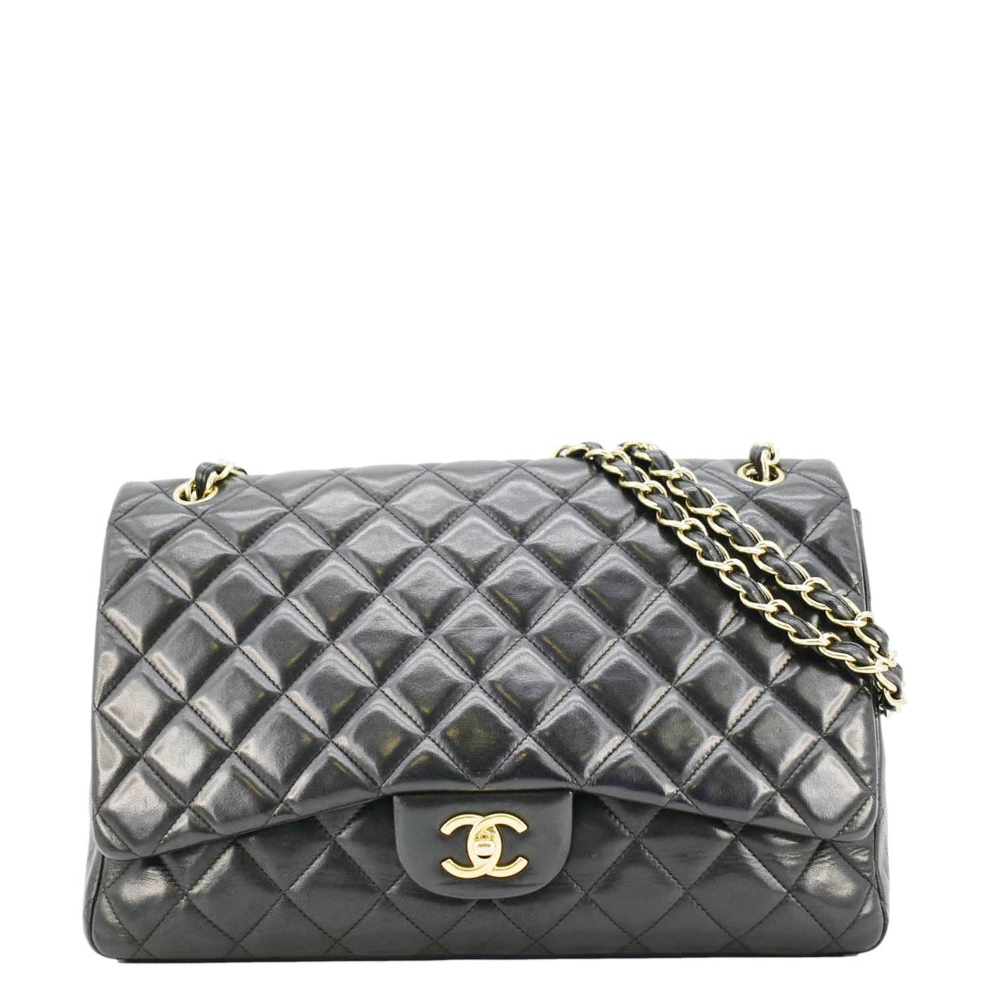 Chanel Maxi Classic Single Flap Quilted Leather Black Travel Bag