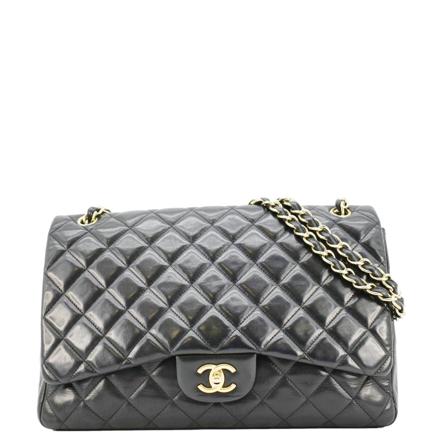 Chanel Maxi Classic Single Flap Quilted Leather Black Travel Bag