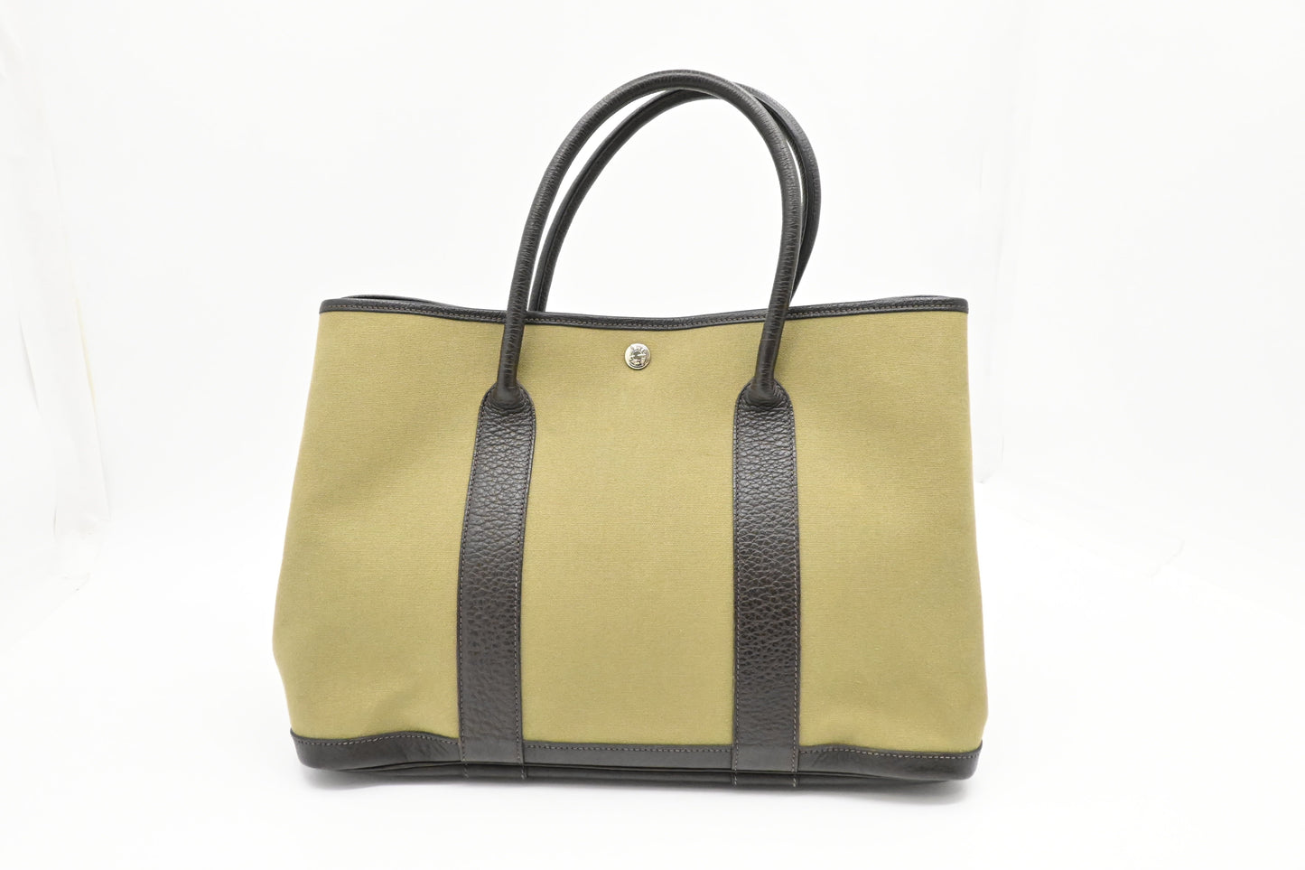 Hermes Garden Party In Handbag Canvas Green Travel Bag