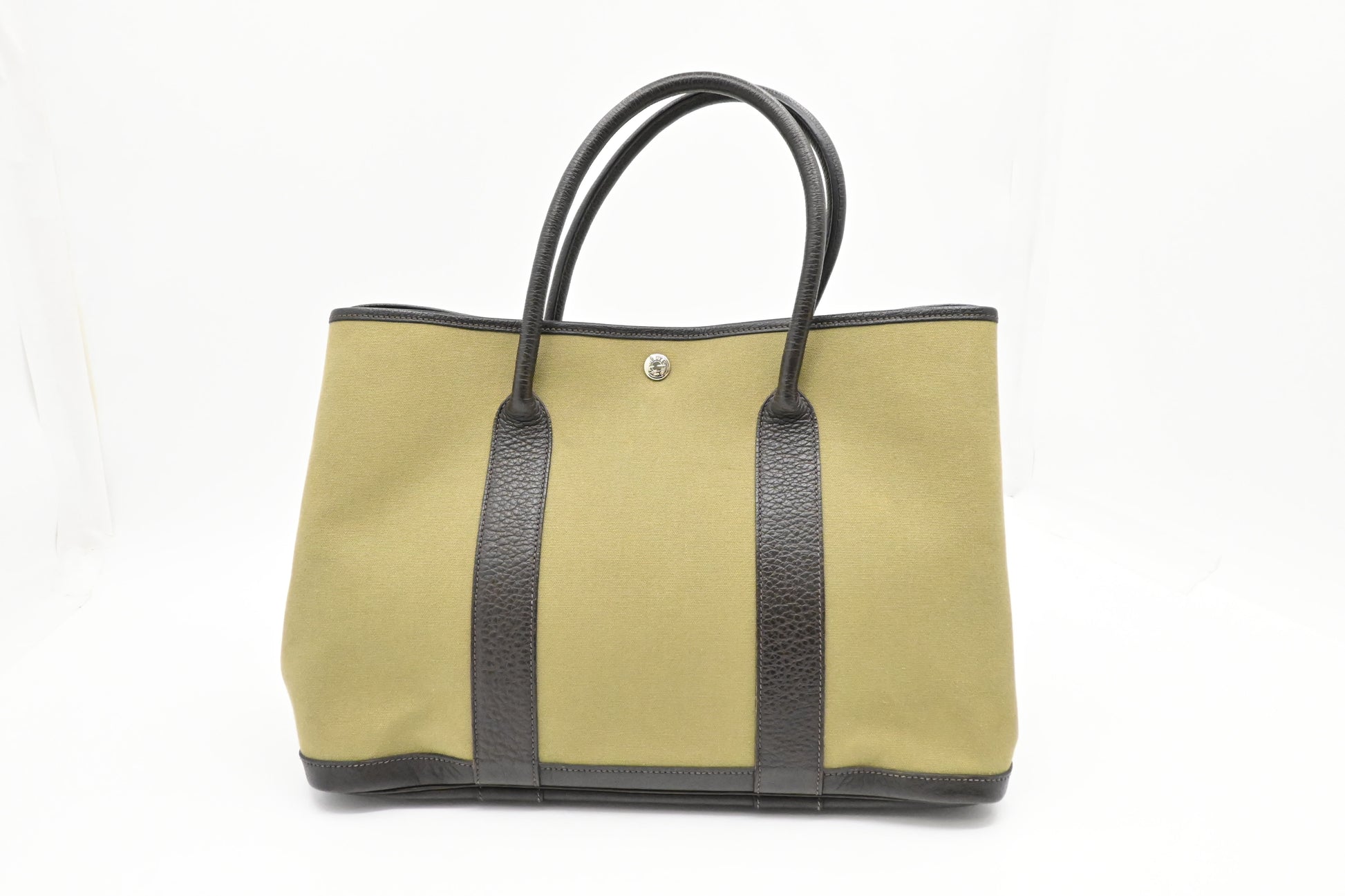 Hermes Garden Party In Handbag Canvas Green Travel Bag