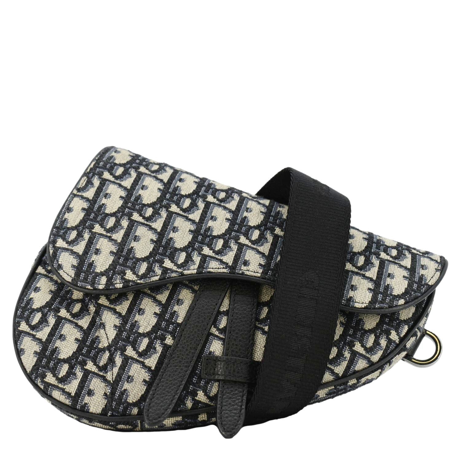 Dior Saddle Oblique Jacquard Belt Crossbody Bag Blue Navy Saddle Bum Bag