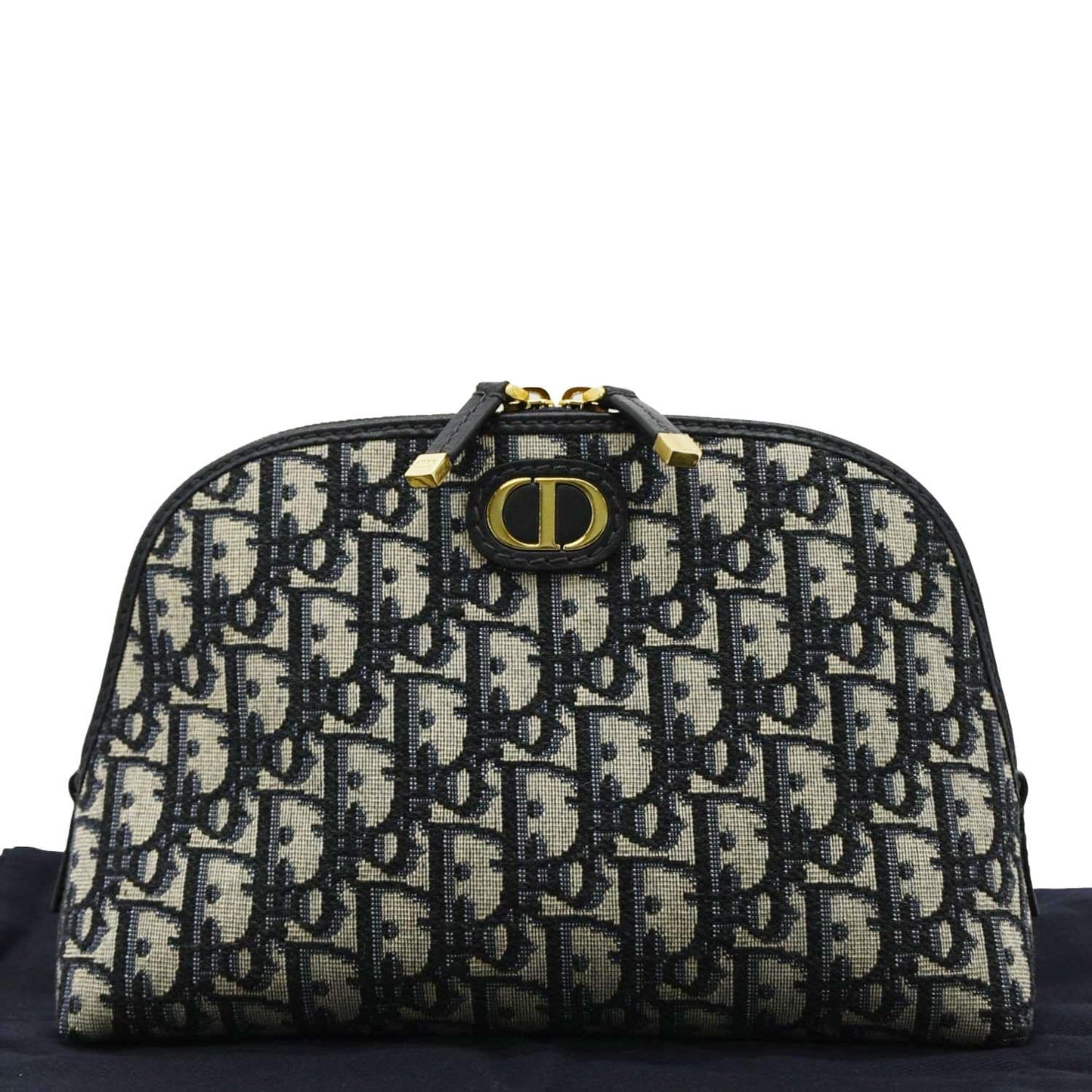Dior Montaigne Aphrodite Oblique Jacquard Pouch Navy Handbag Blue Travel Bag