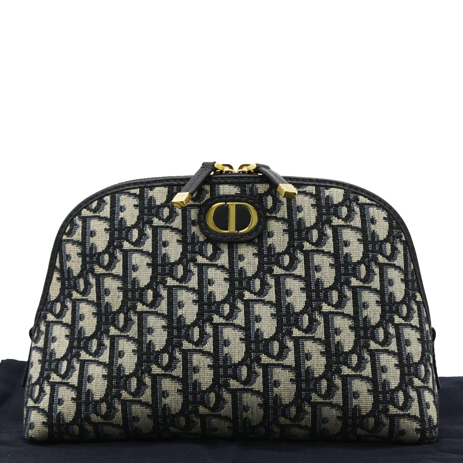 Dior Montaigne Aphrodite Oblique Jacquard Pouch Navy Handbag Blue Travel Bag