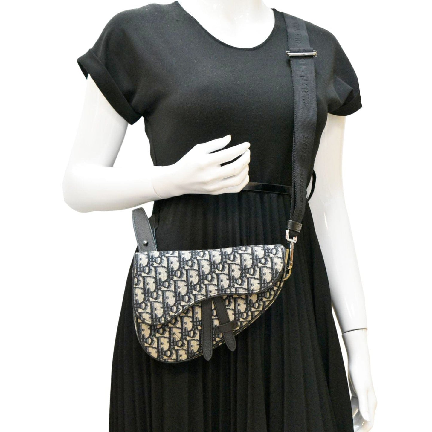 Dior Saddle Oblique Jacquard Belt Crossbody Bag Blue Navy Saddle Bum Bag