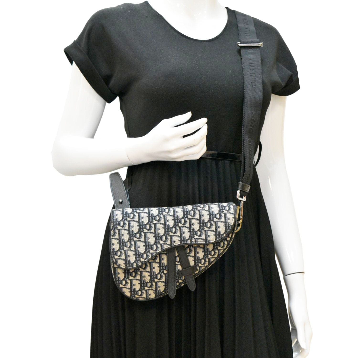 Dior Saddle Oblique Jacquard Belt Crossbody Bag Blue Navy Saddle Bum Bag