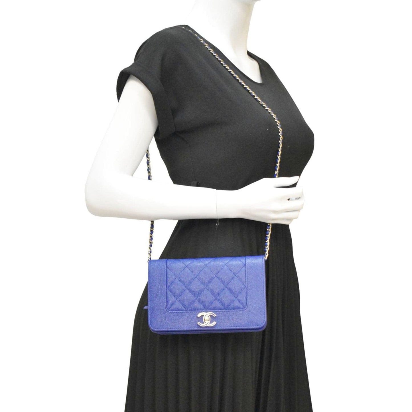 Chanel Mademoiselle Flap Quilted Leather Blue Travel Bag