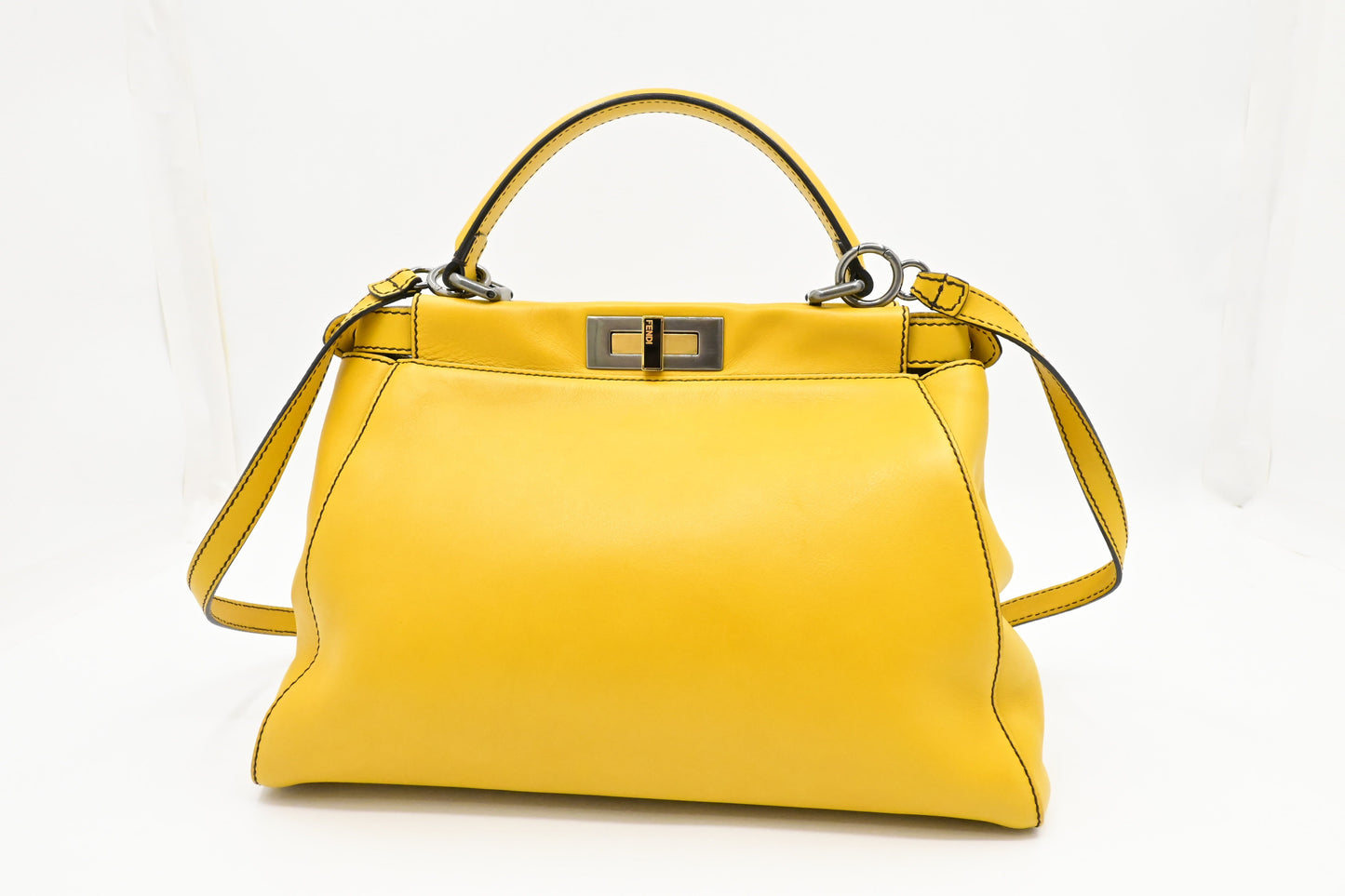 Fendi Peekaboo In Handbag Leather Yellow Medium Travel Bag