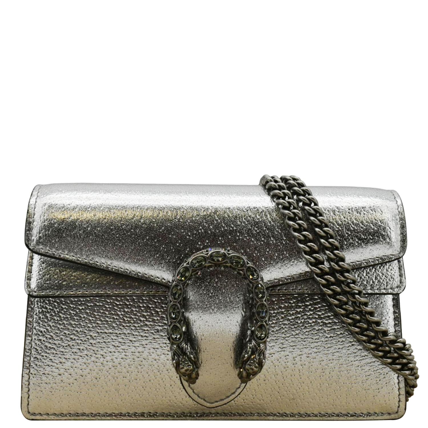 Gucci Dionysus Super Metallic Crossbody Bag Leather Silver