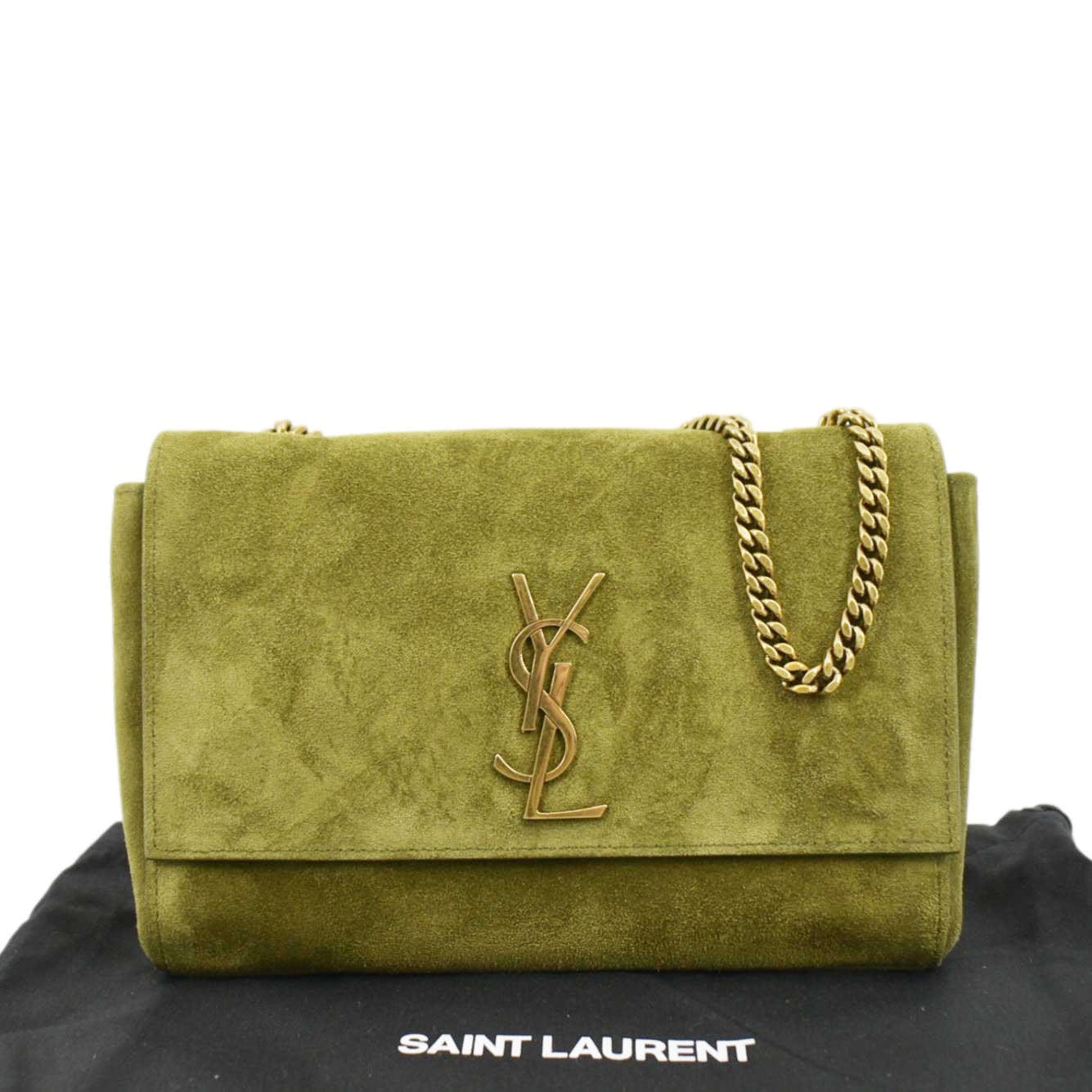 YSL Saint Laurent Yves Kate Reversible Shoulder Bag Grassy Suede Green Kate Reversible Suede