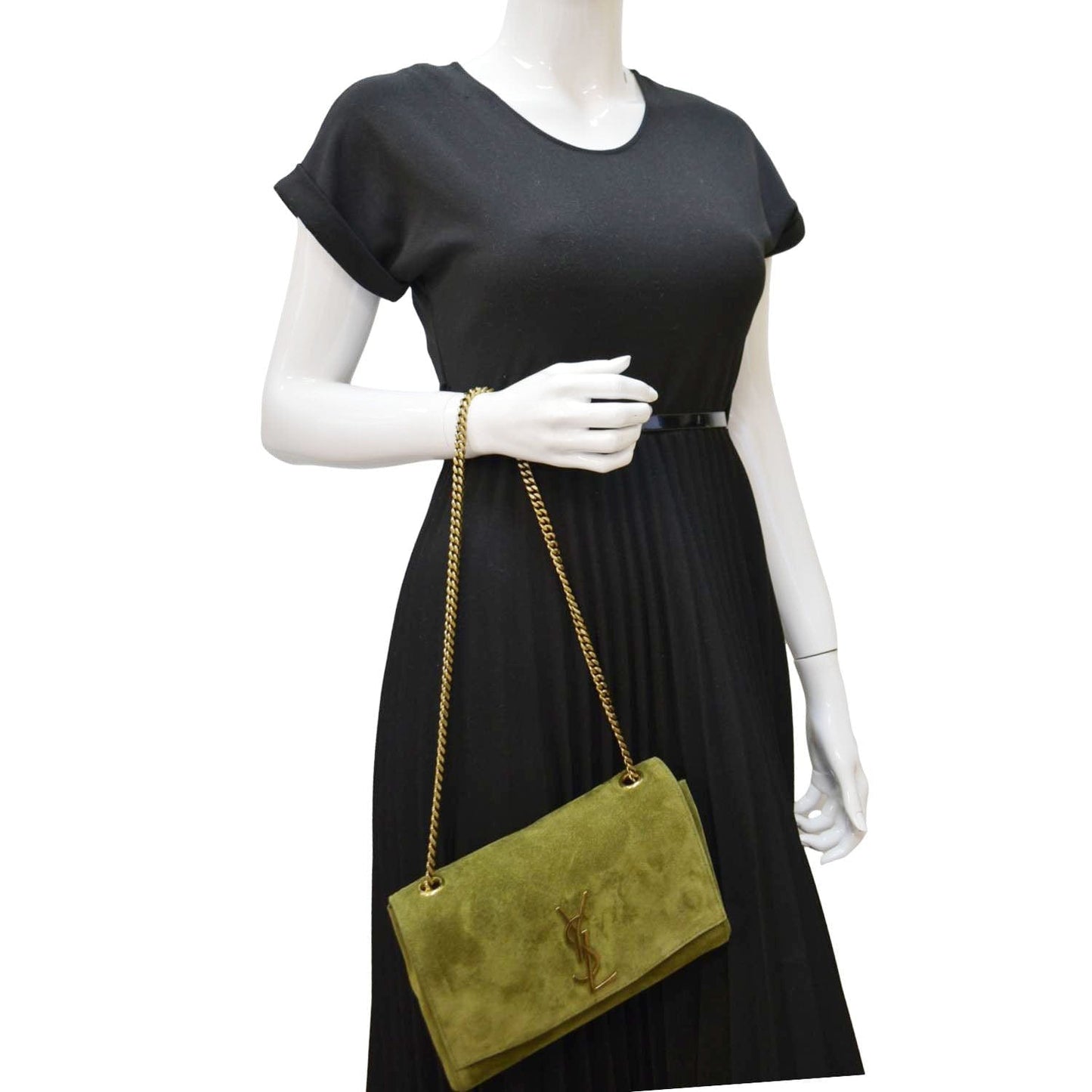 YSL Saint Laurent Yves Kate Reversible Shoulder Bag Grassy Suede Green Kate Reversible Suede