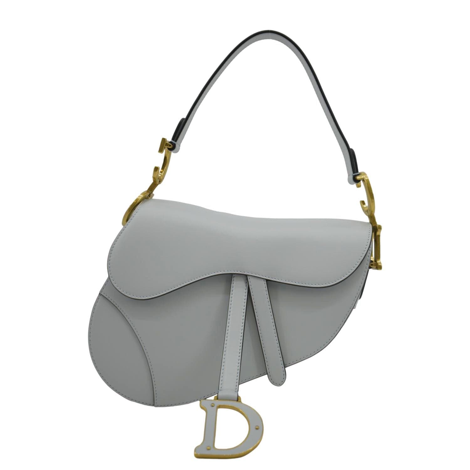 Dior Saddle Smooth Calfskin Satchel Bag Placid Leather Blue Travel Bag