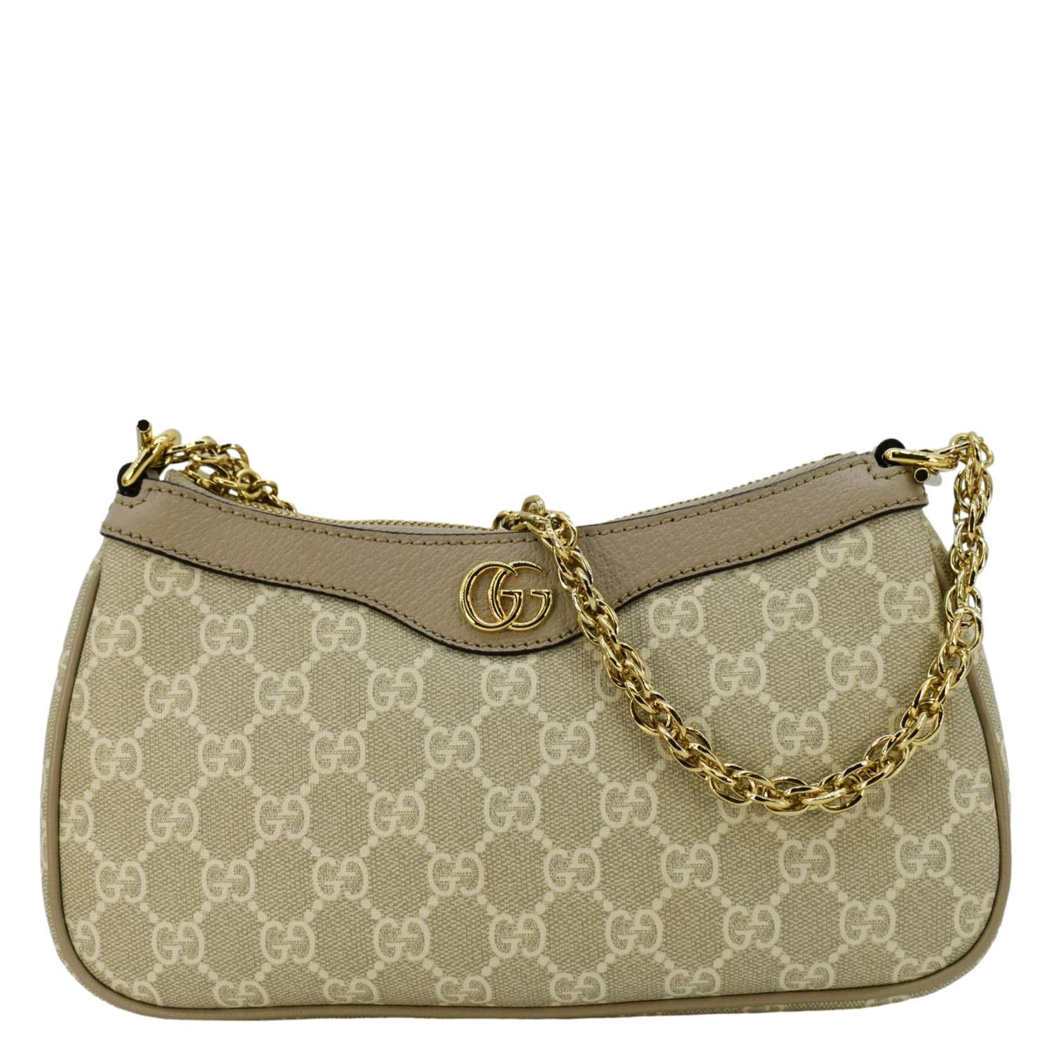 Gucci Ophidia Web Supreme Shoulder Bag Canvas Beige Small 735133