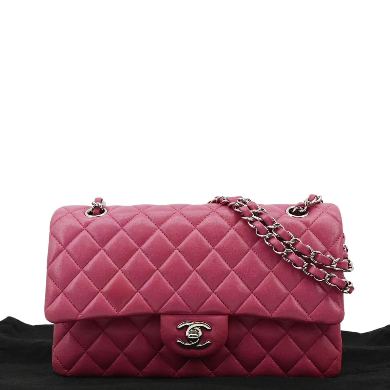 Chanel Classic Double Flap Quilted Rose Leather Pink Travel Bag