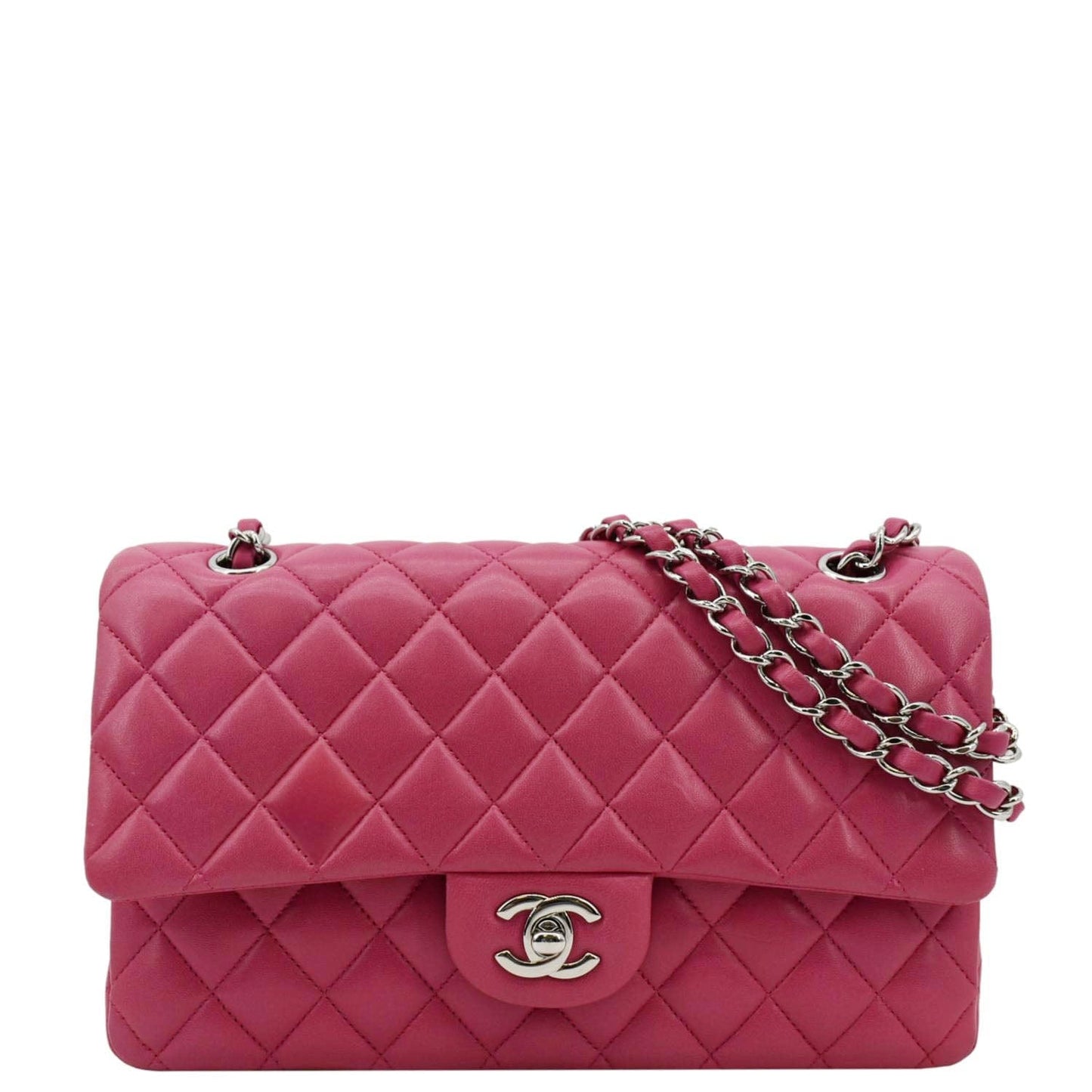 Chanel Classic Double Flap Quilted Rose Leather Pink Travel Bag