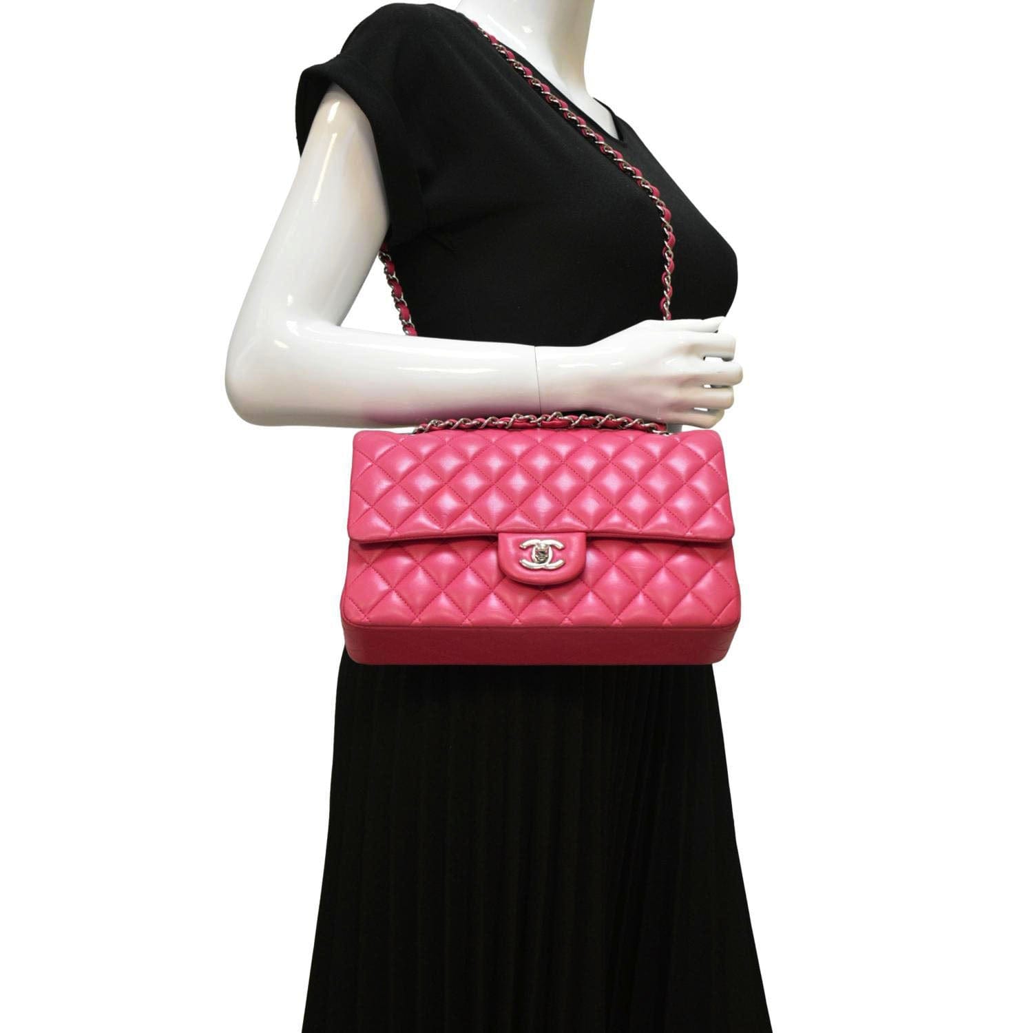 Chanel Classic Double Flap Quilted Rose Leather Pink Travel Bag