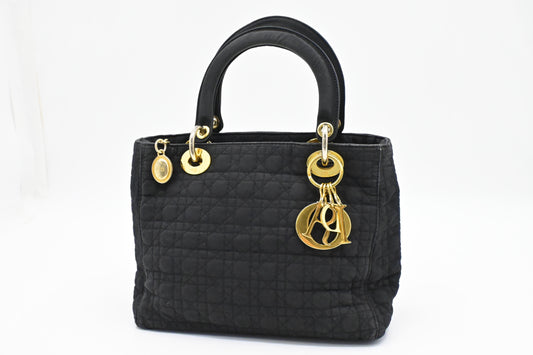Dior Lady In Handbag Nylon Black Travel Bag