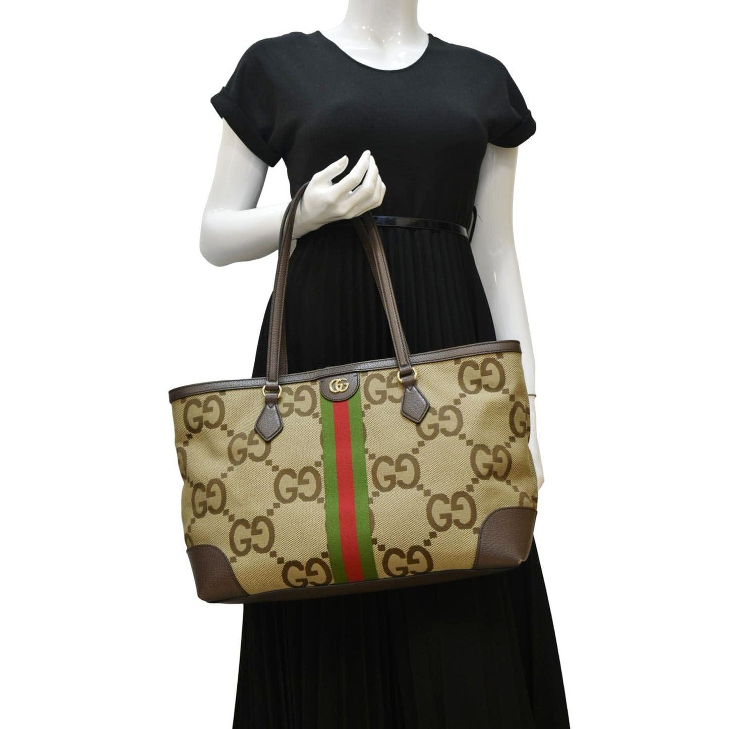 Gucci Ophidia Jumbo Supreme Tote Bag Canvas Beige Shoulder Bag