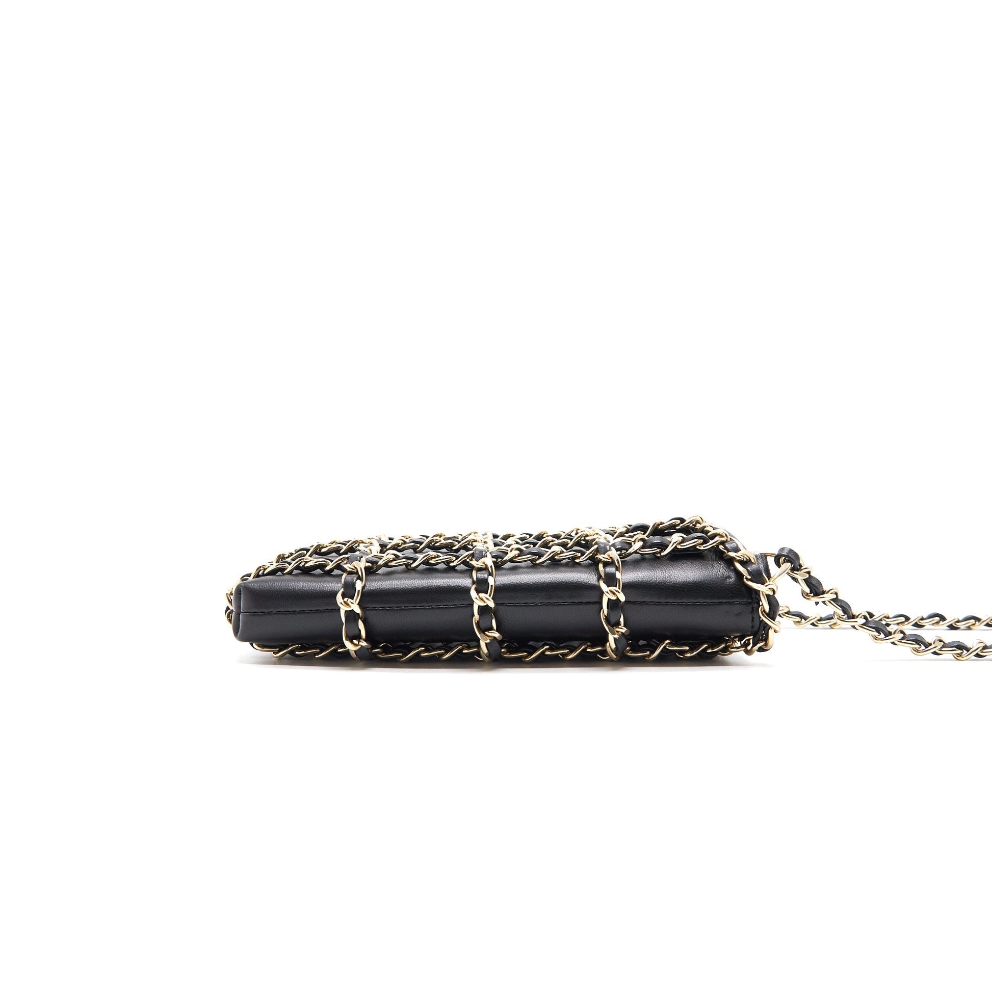Chanel Gold Clutch O Chain Phone Holder Crossbody Bag