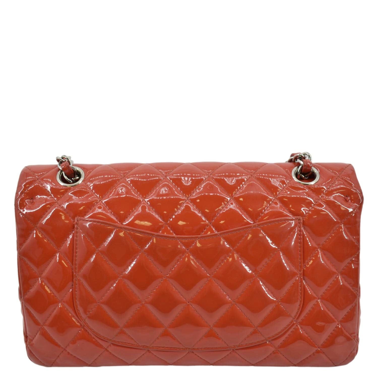 Chanel Jumbo Flap Quilted Patent Leather Red Travel Bag